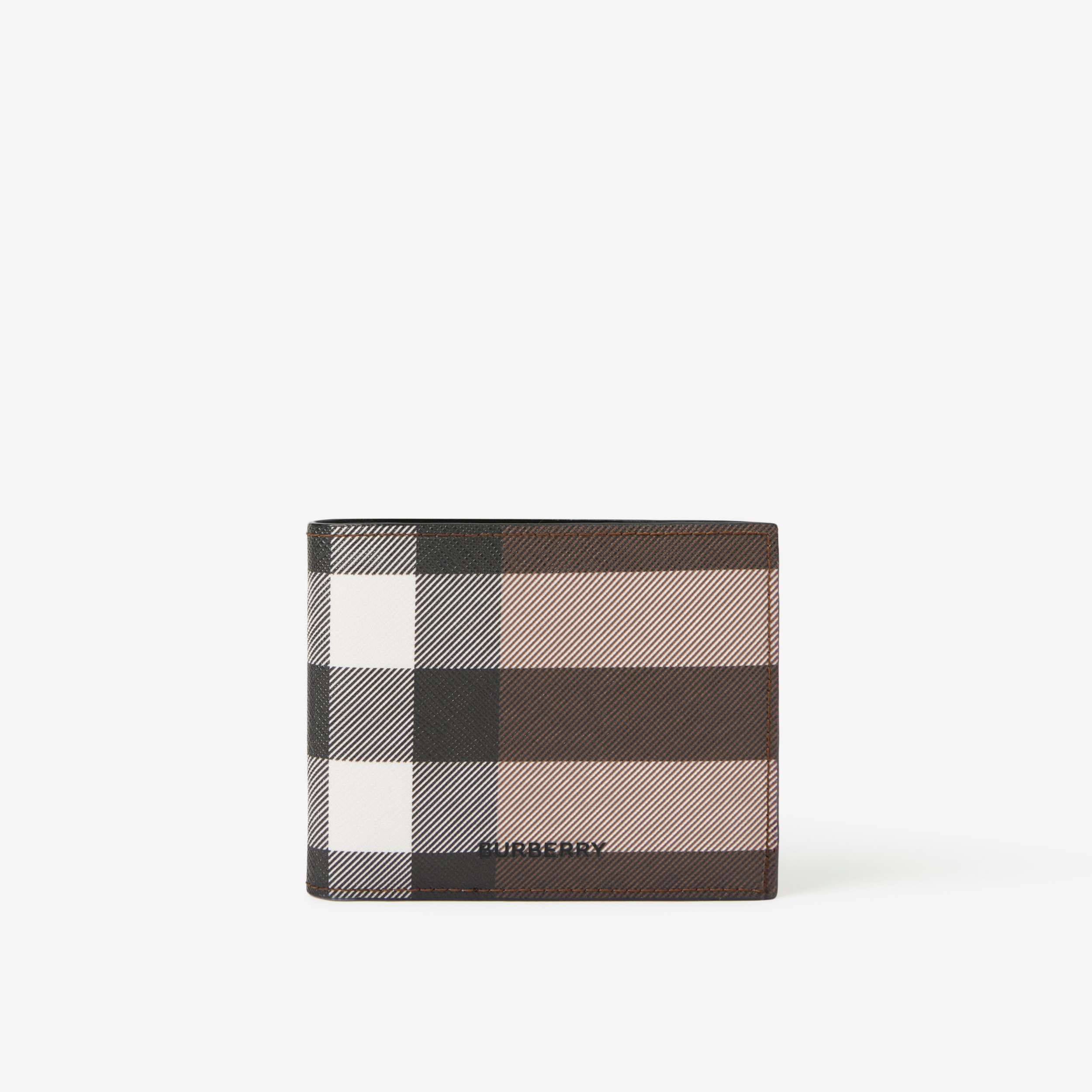 Check and Leather Bifold ID Wallet in Dark Birch Brown - Men | Burberry®  Official