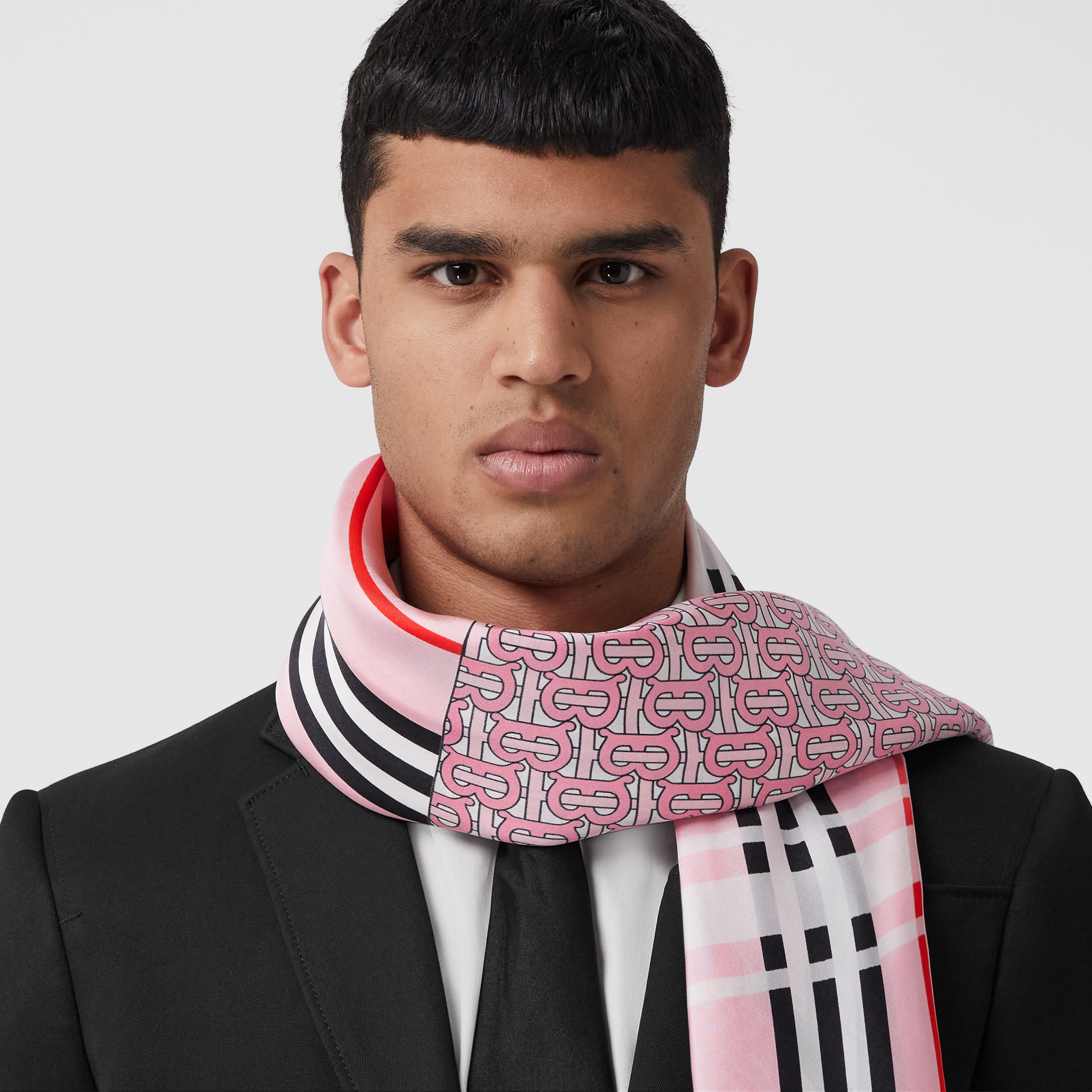 Montage Print Silk Square Scarf in Bubblegum Pink | Burberry® Official - 4
