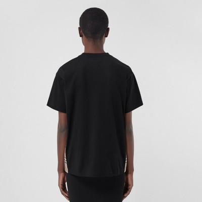 ヴィンテージチェックパネル コットン オーバーサイズTシャツ (ブラック) - ウィメンズ | Burberry®公式サイト