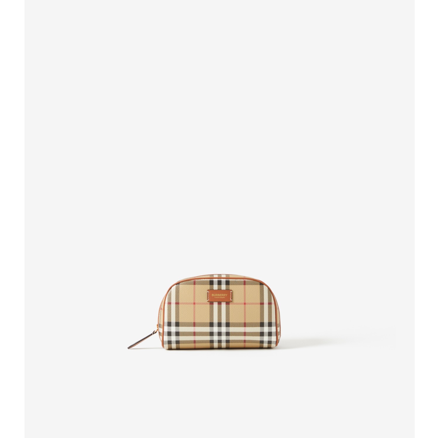 Small Check Travel Pouch in Archive Beige - Women | Burberry