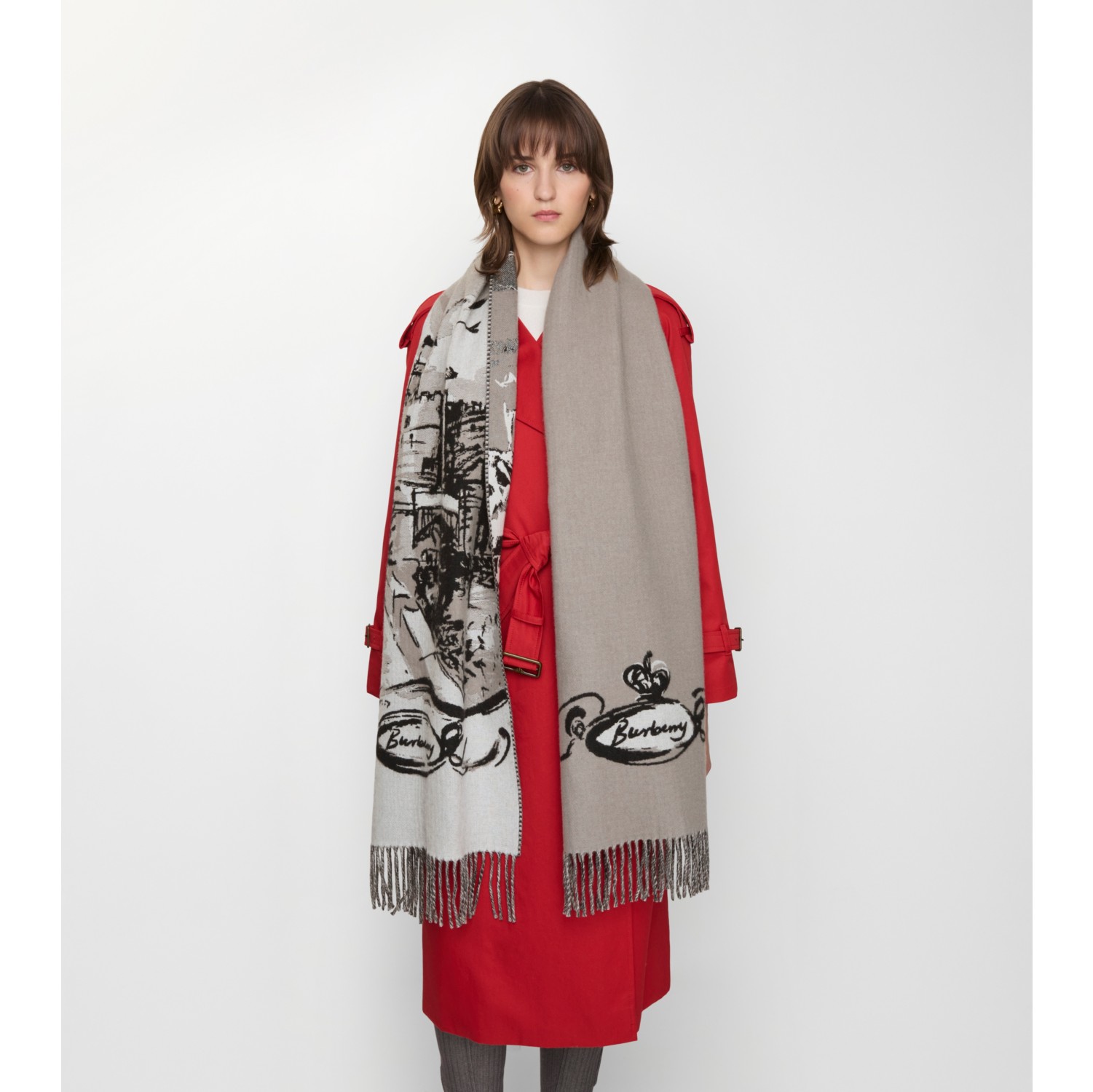Castle Cashmere Scarf in Monochrome | Burberry® Official