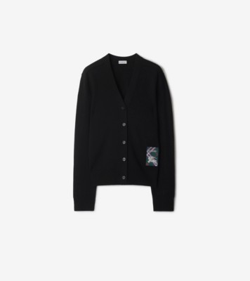 BURBERRY ブラック カーディガン S Check Label Wool Cardigan in Black - Women | Burberry® Official