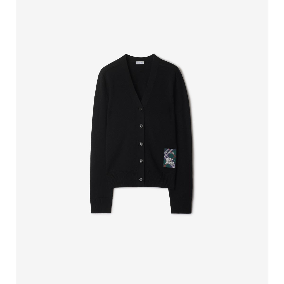  Check Label Wool Cardigan