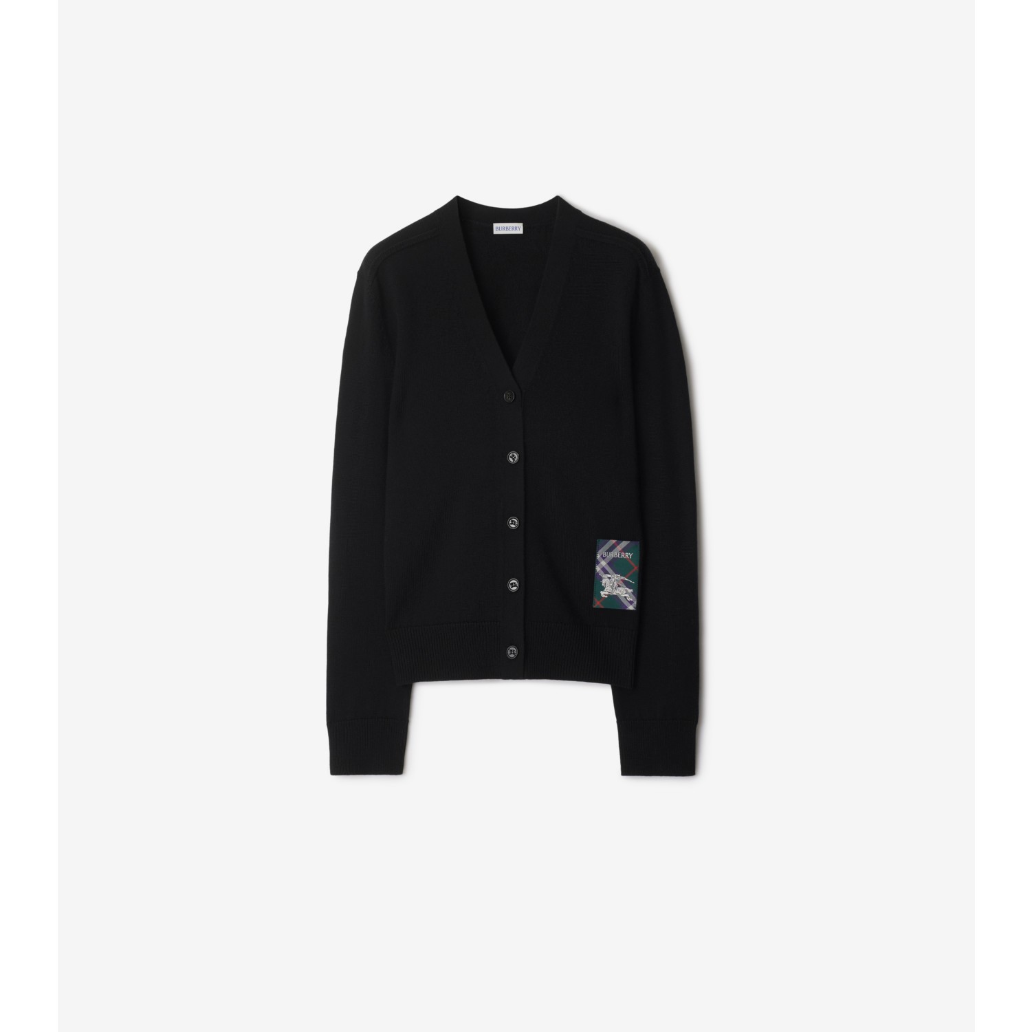 チェックラベル ウールカーディガン