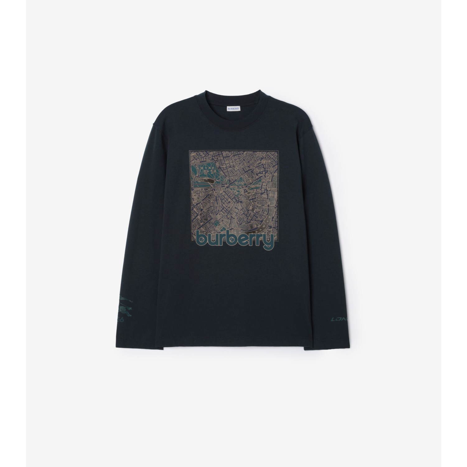 Long-sleeve London Map Cotton T-shirt