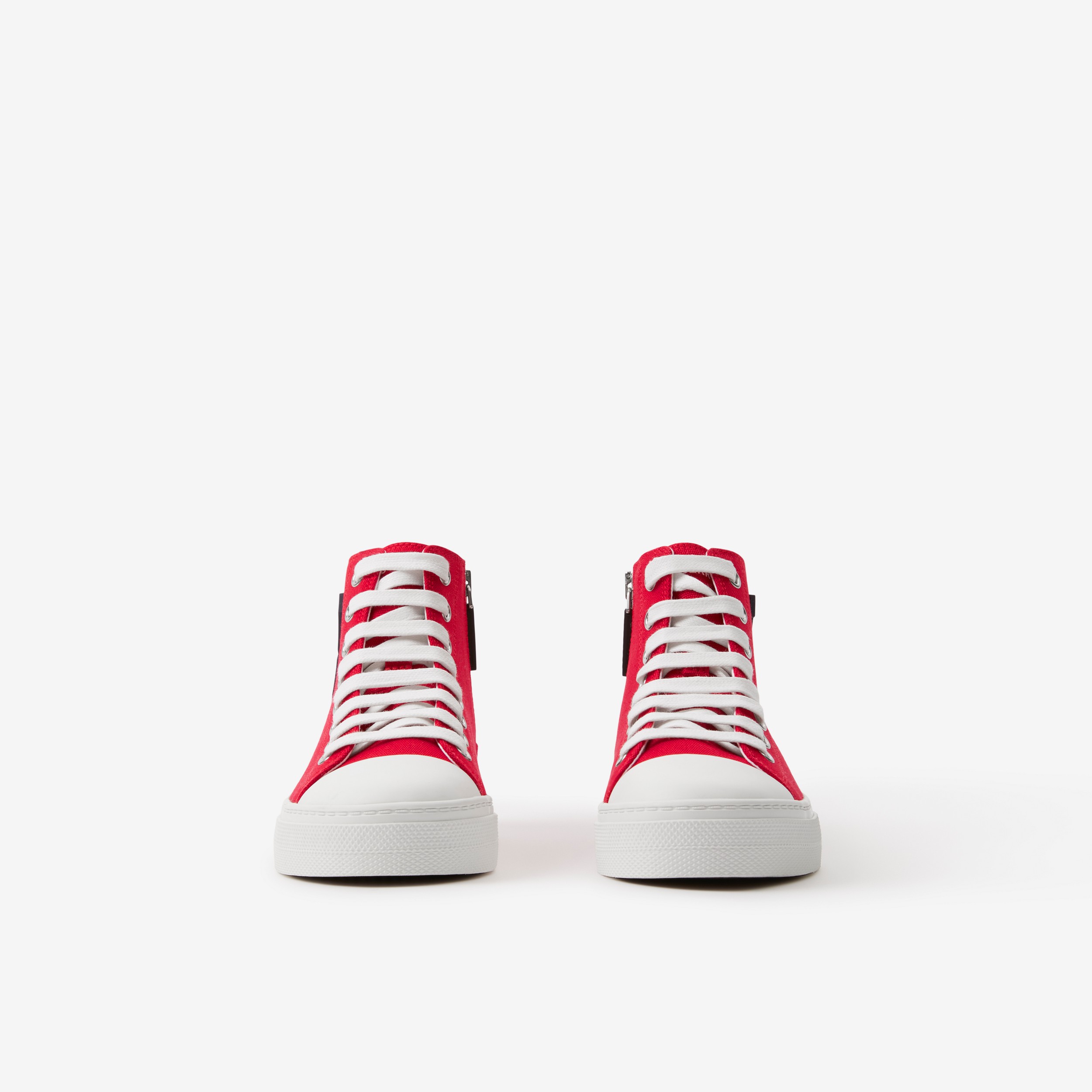 Letter Graphic Cotton High-top Sneakers in Bright Red - Children | Burberry® Official - 2