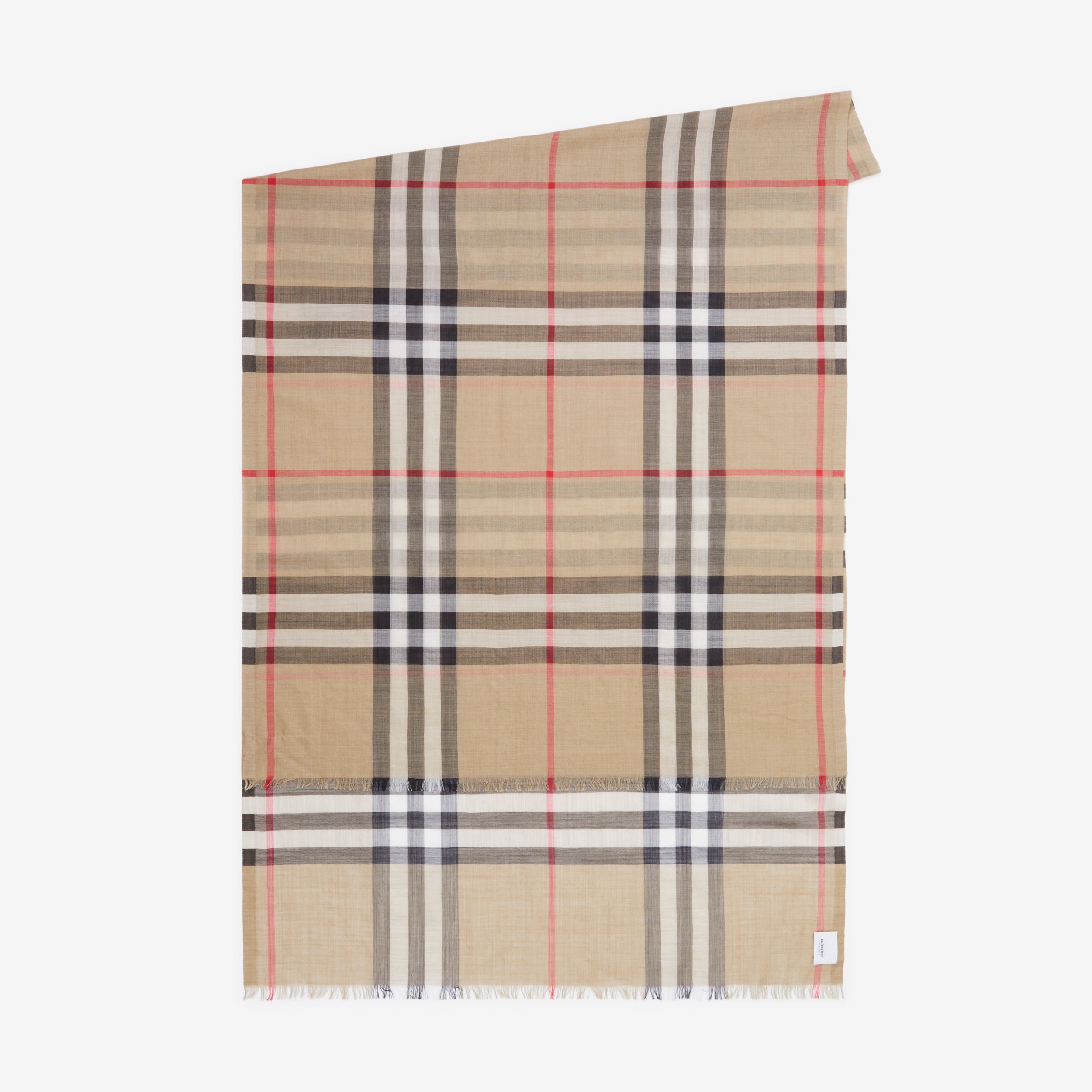 Echarpe leve de lã e seda Check (Bege Clássico) | Burberry® oficial - 2