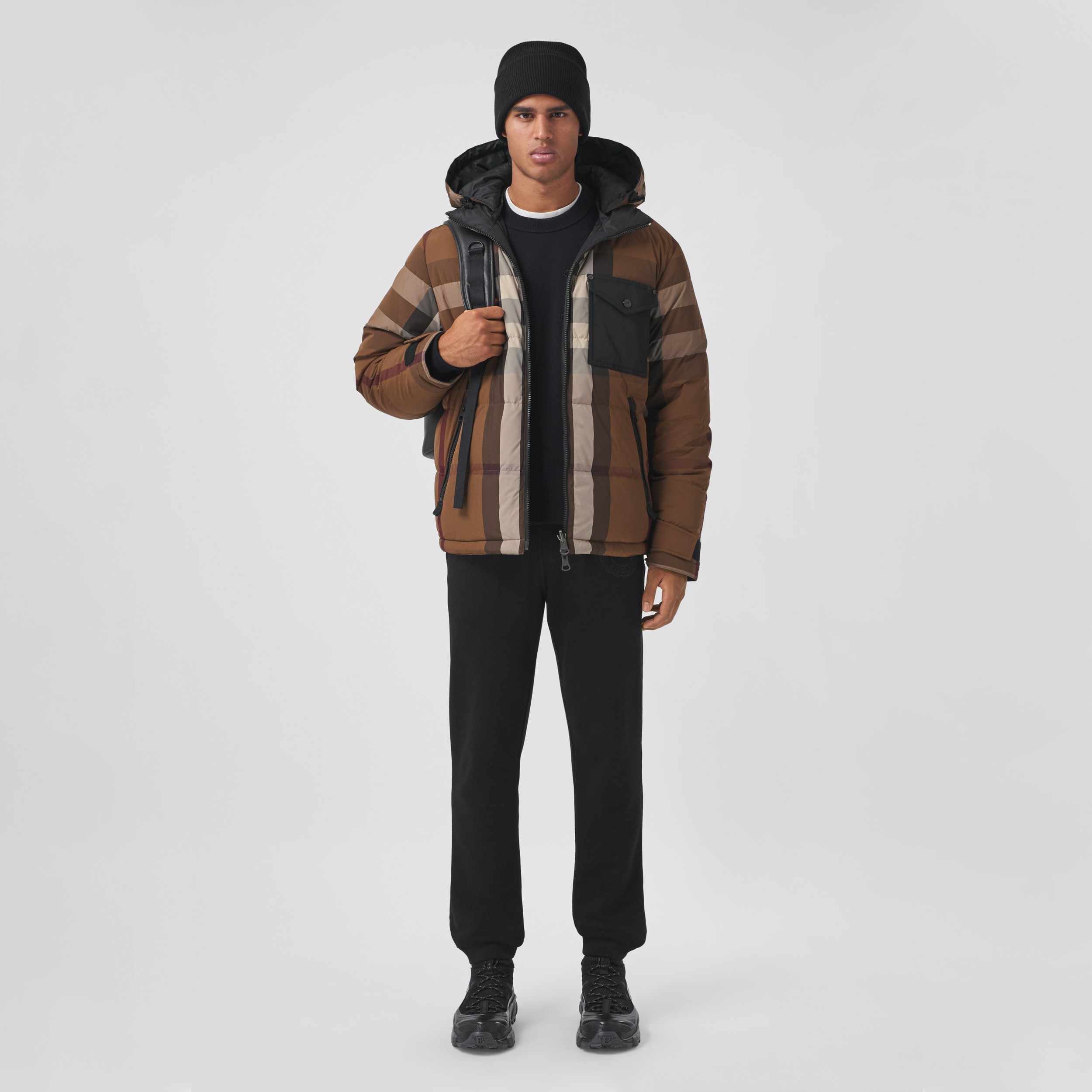 Reversible Check Nylon Puffer Jacket in Dark Birch Brown - Men | Burberry®  Official