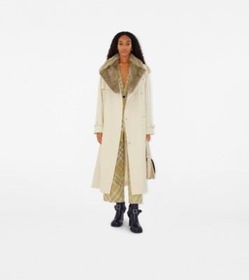 Long Kennington Trench Coat In Calico - Women, Cotton Gabardine, Faux ...