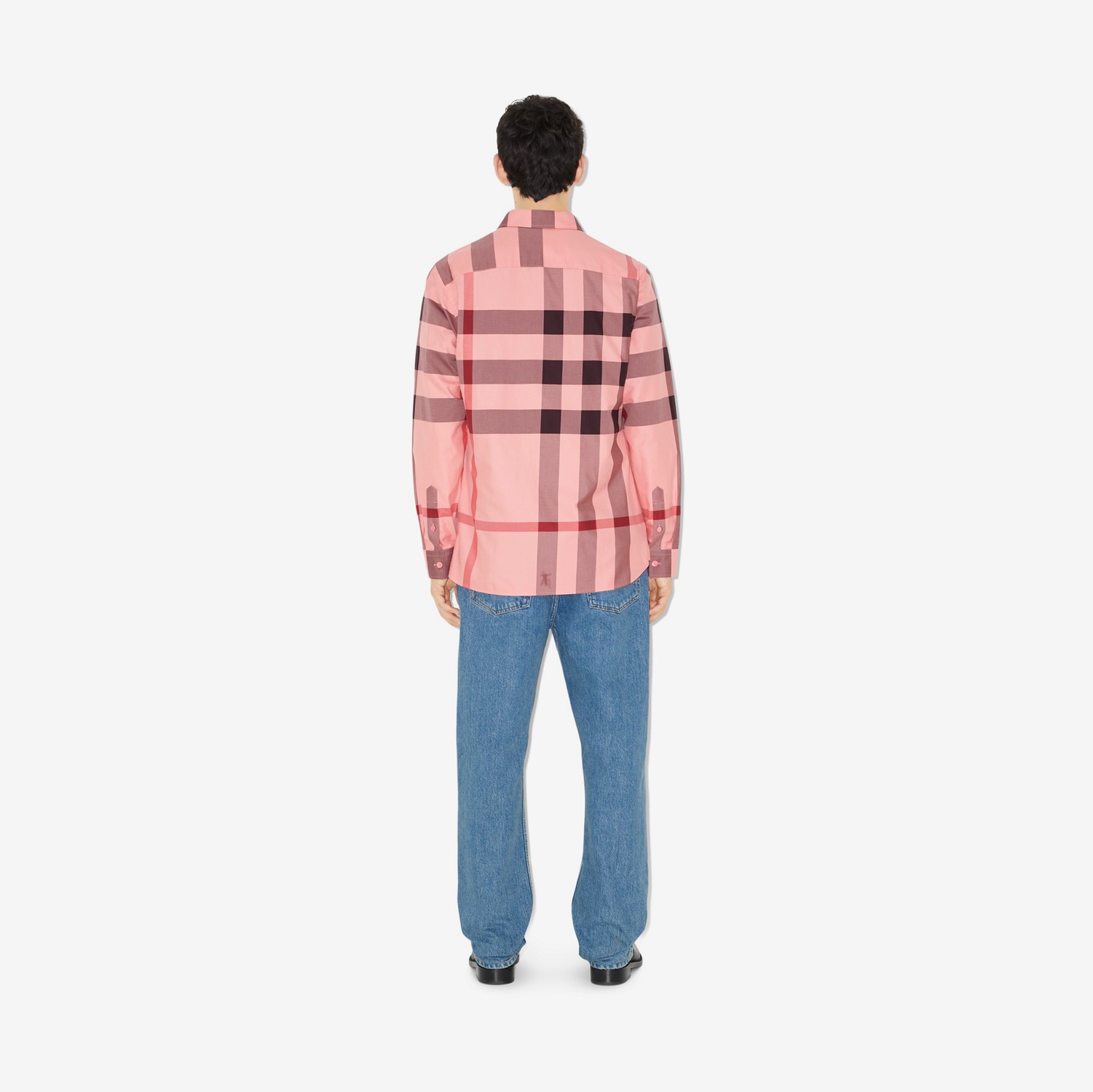 체크 코튼 셔츠 (캔디 핑크) - 남성 | Burberry®