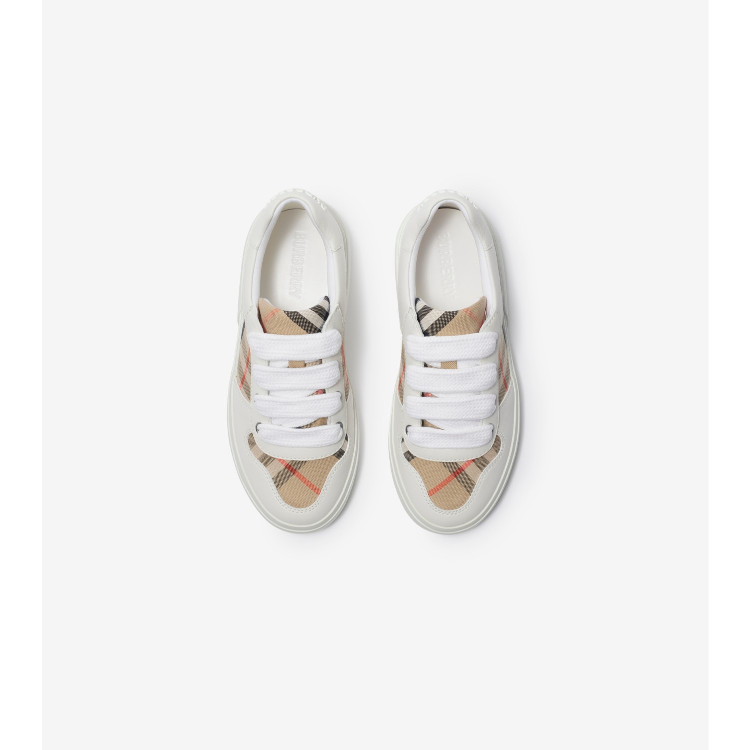 Sneakers en cuir et coton Check