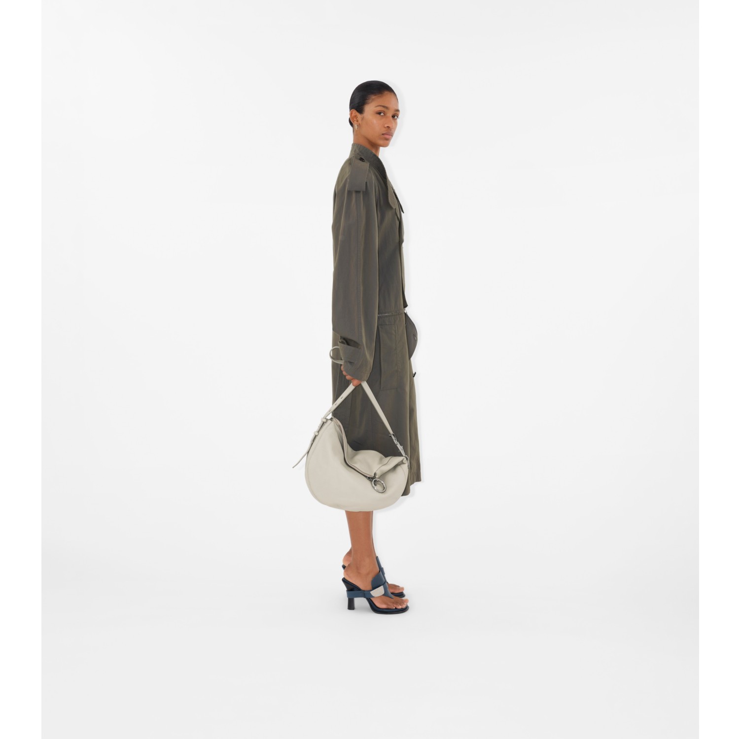 Vestido estilo trench coat en algodón y lino