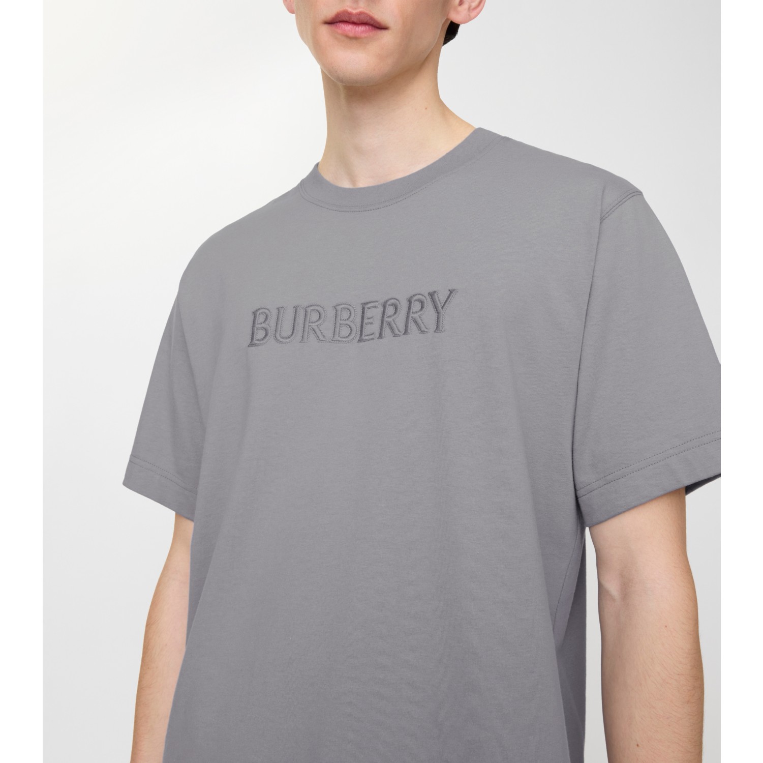 Logo Cotton T-shirt in Forecast grey - Men | Burberry® Official