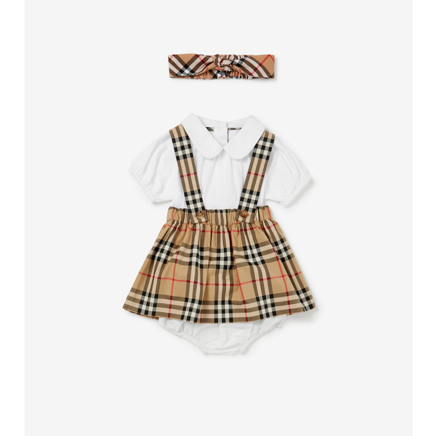 Check Three-piece Baby Gift Set in Archive beige - Children | Burberry®  Official