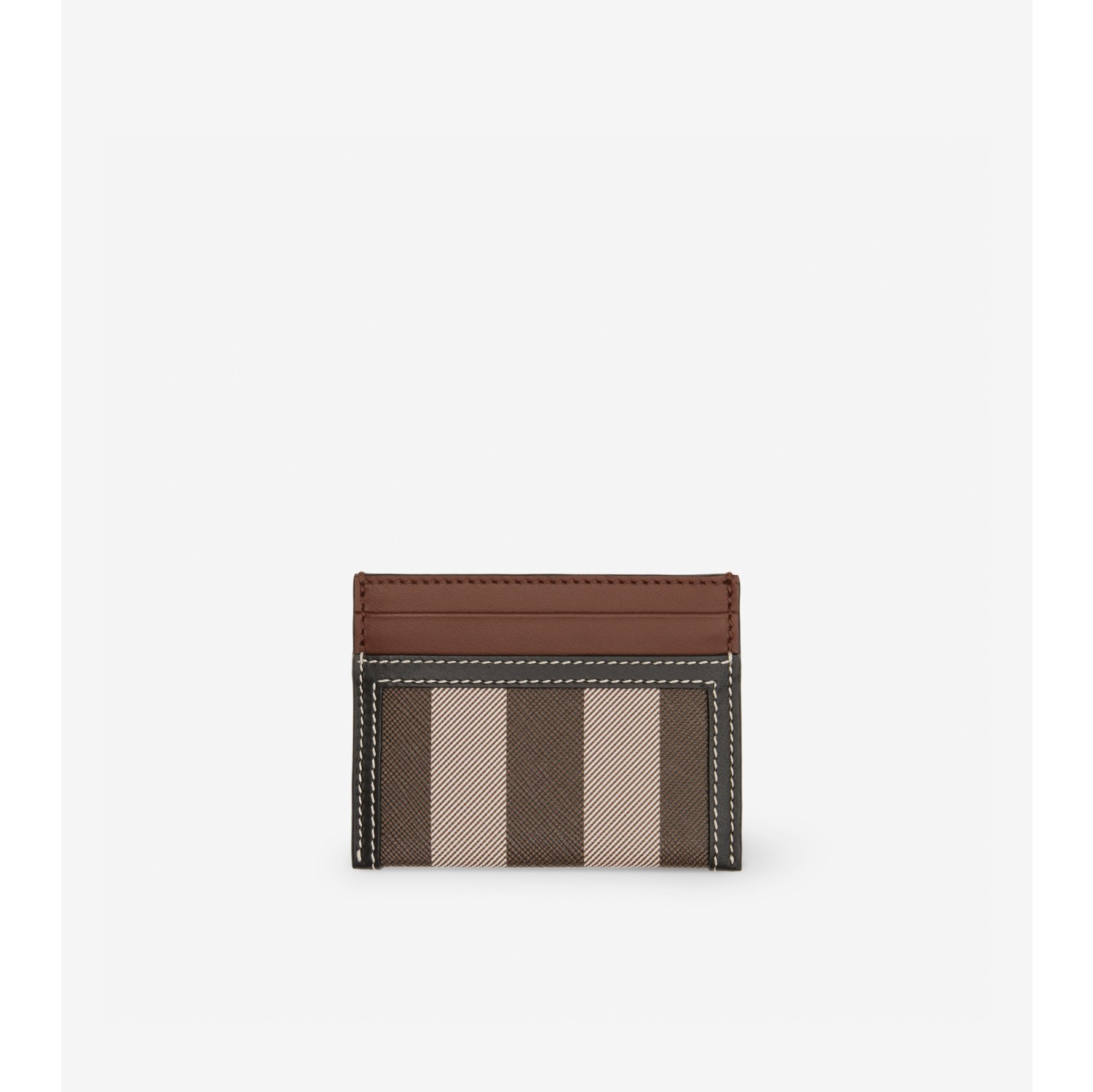BURBERRY: credit card holder in quilted nappa leather - Brown