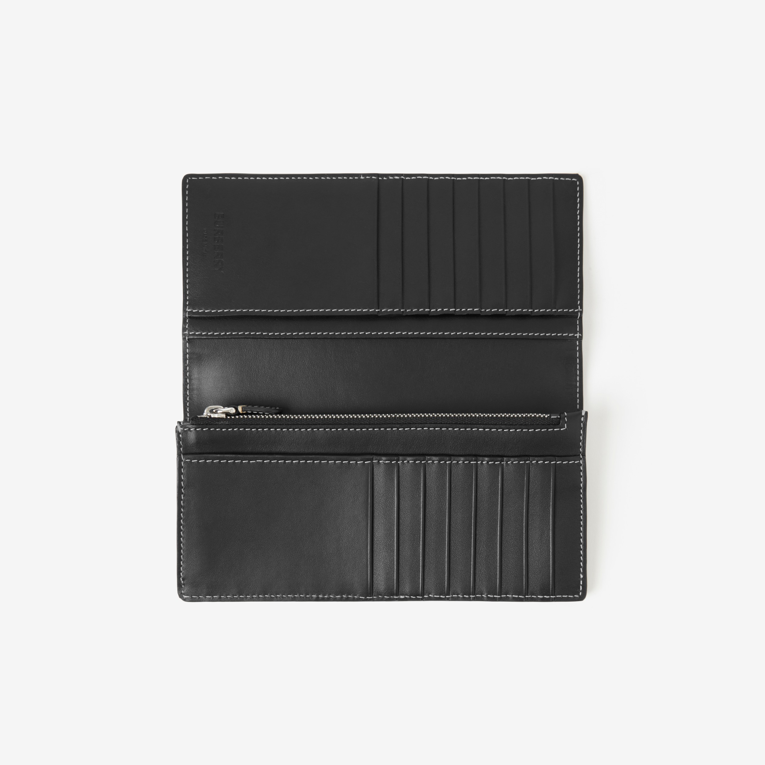 Check Continental Wallet in Dark Charcoal Blue Men Burberry® Official