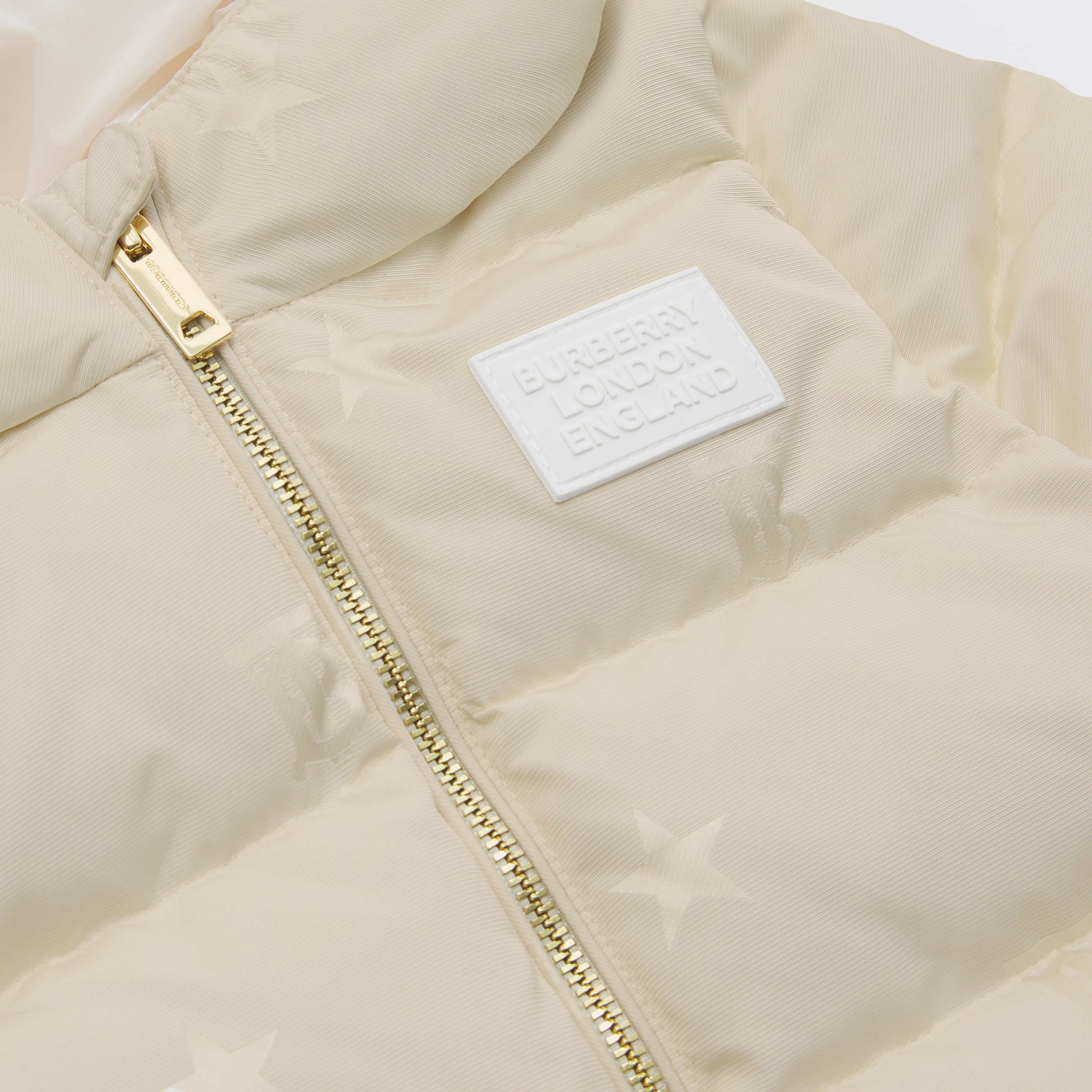 Star and Monogram Motif Nylon Puffer Suit in Pale Cream - Children | Burberry® Official - 2