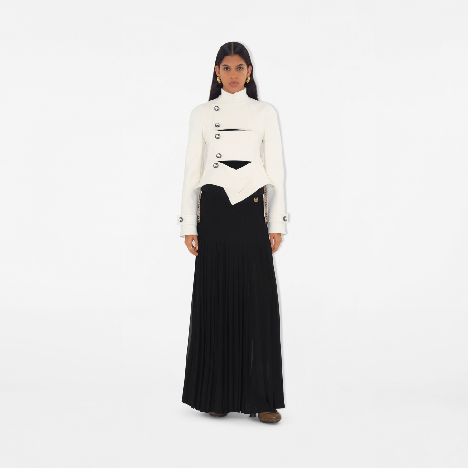 Stretch Cotton Blend Tailored Jacket in Off white - Women Stretch Cotton Blend Tailored Jacket in Off white - Women