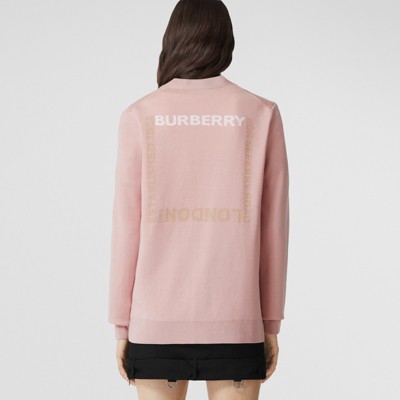 Horseferry Square Wool Blend Jacquard Cardigan in Blush Beige - Women |  Burberry® Official