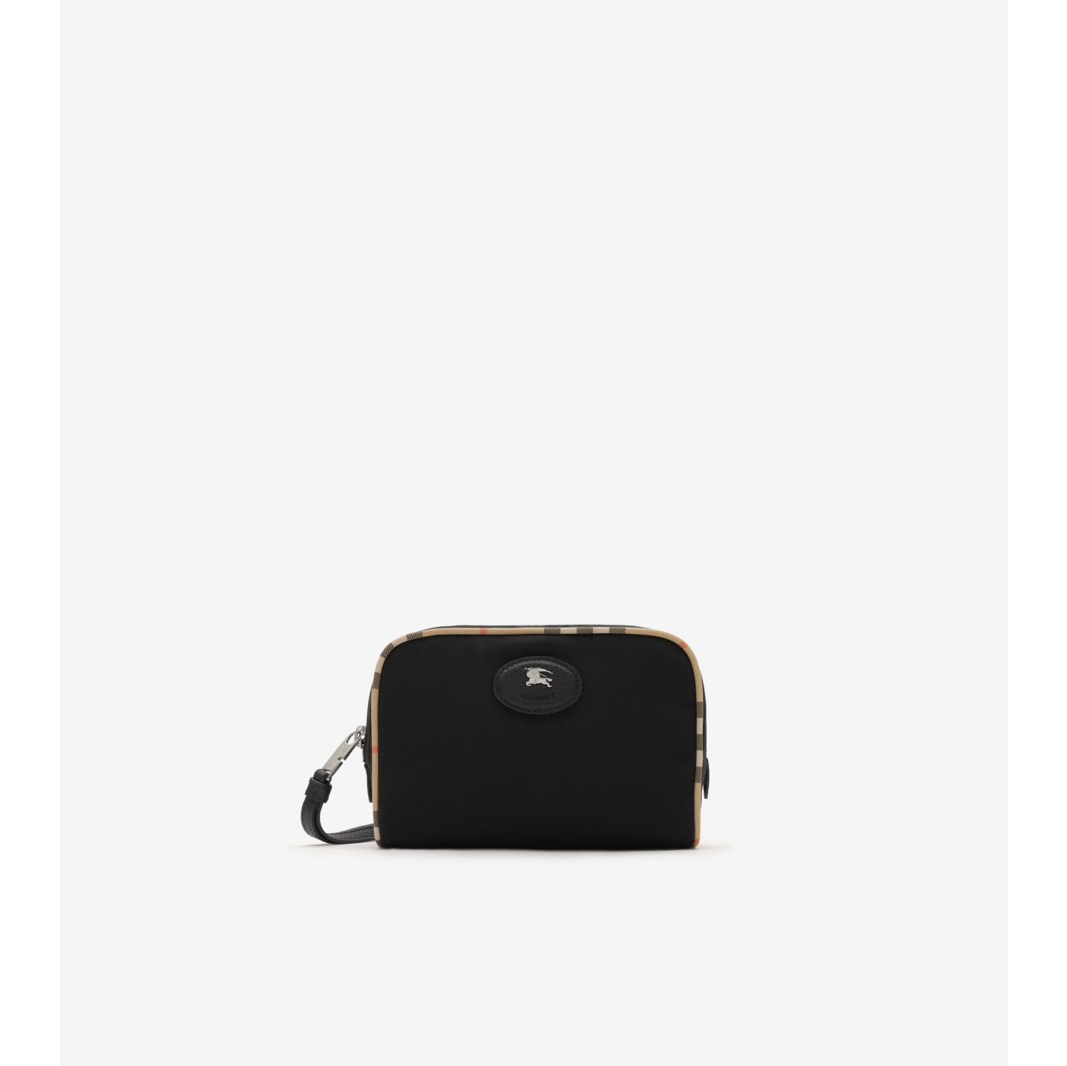 Small Check Trim Travel Pouch