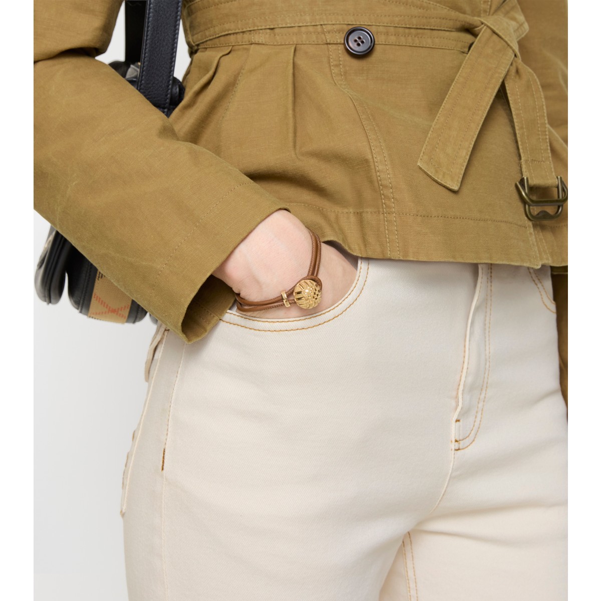  Check Leather Granulation Bracelet​