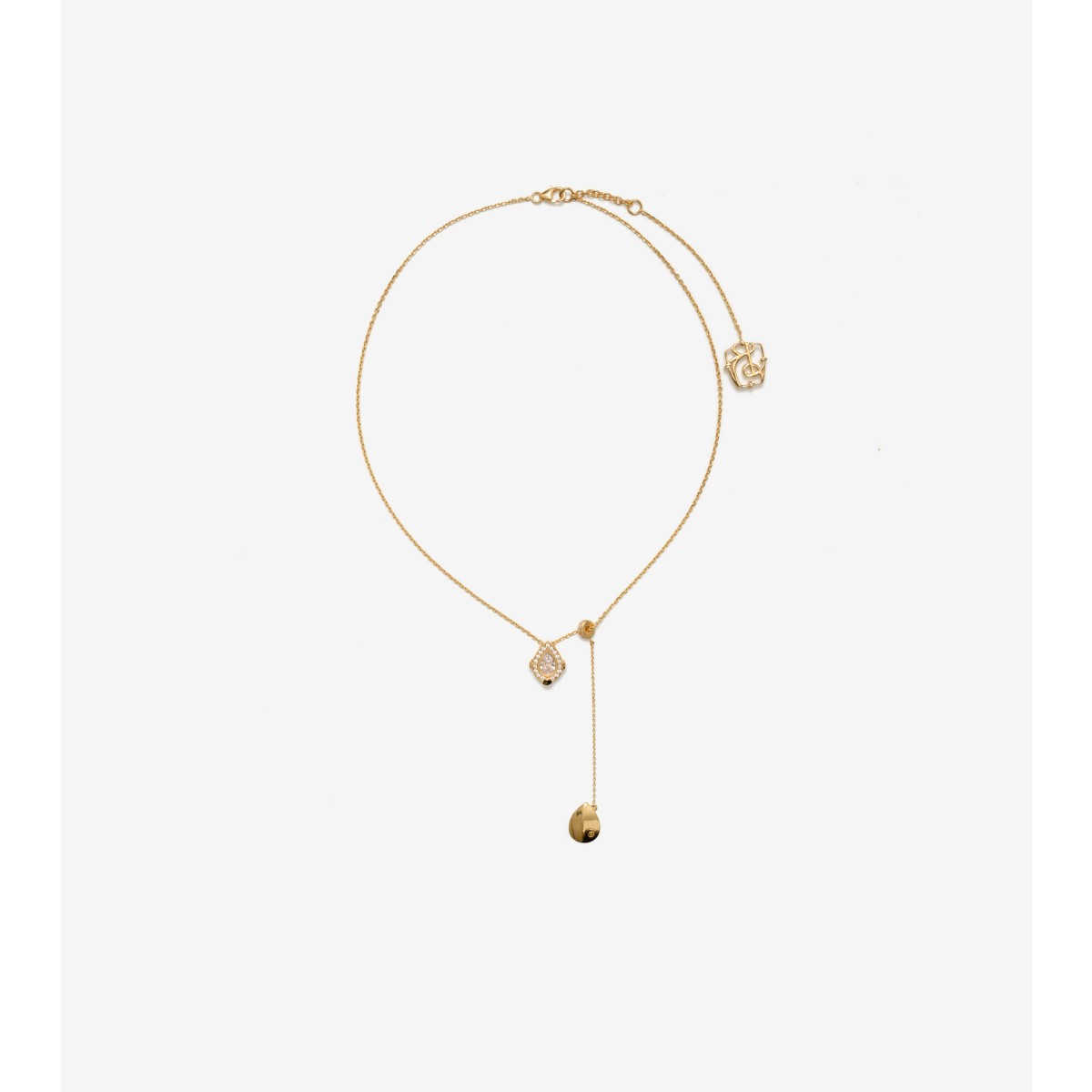 Burberry Shield Pendant Checklace In Gold/clear