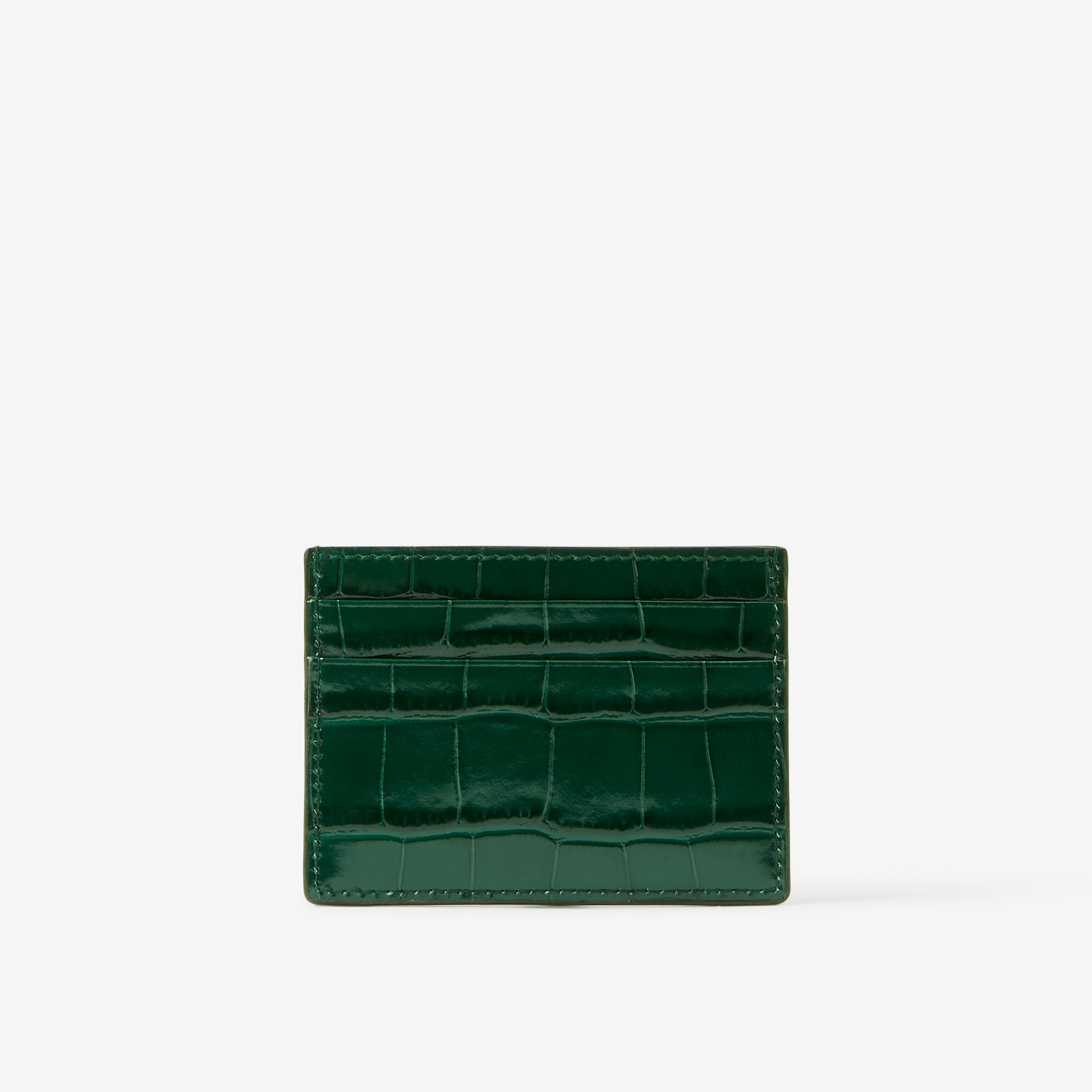 Embossed Leather TB Card Case in Dark Viridian Green - Women | Burberry® Official - 3