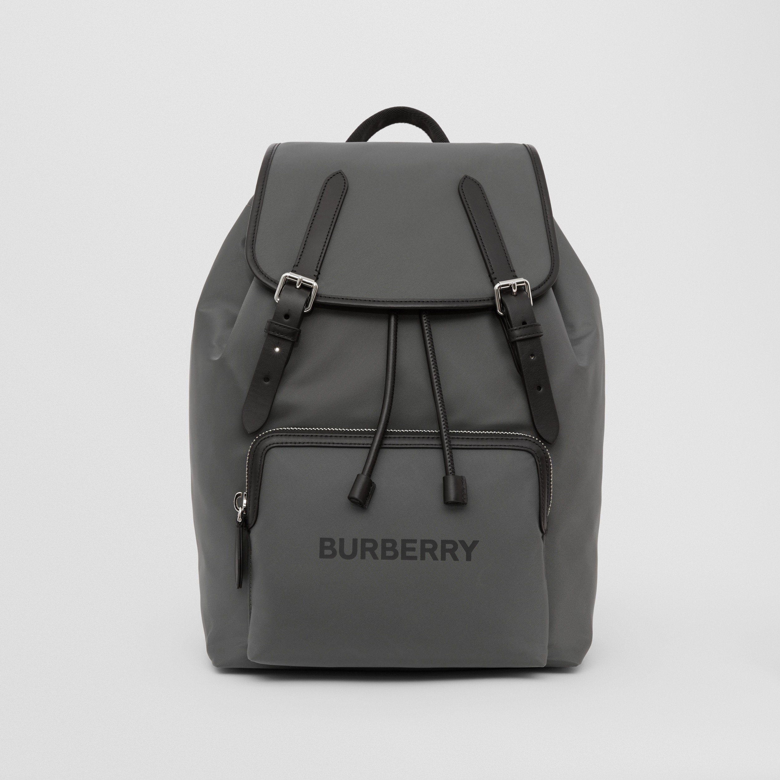 Logo Print Nylon Backpack in Charcoal Grey - Men | Burberry® Official - 1