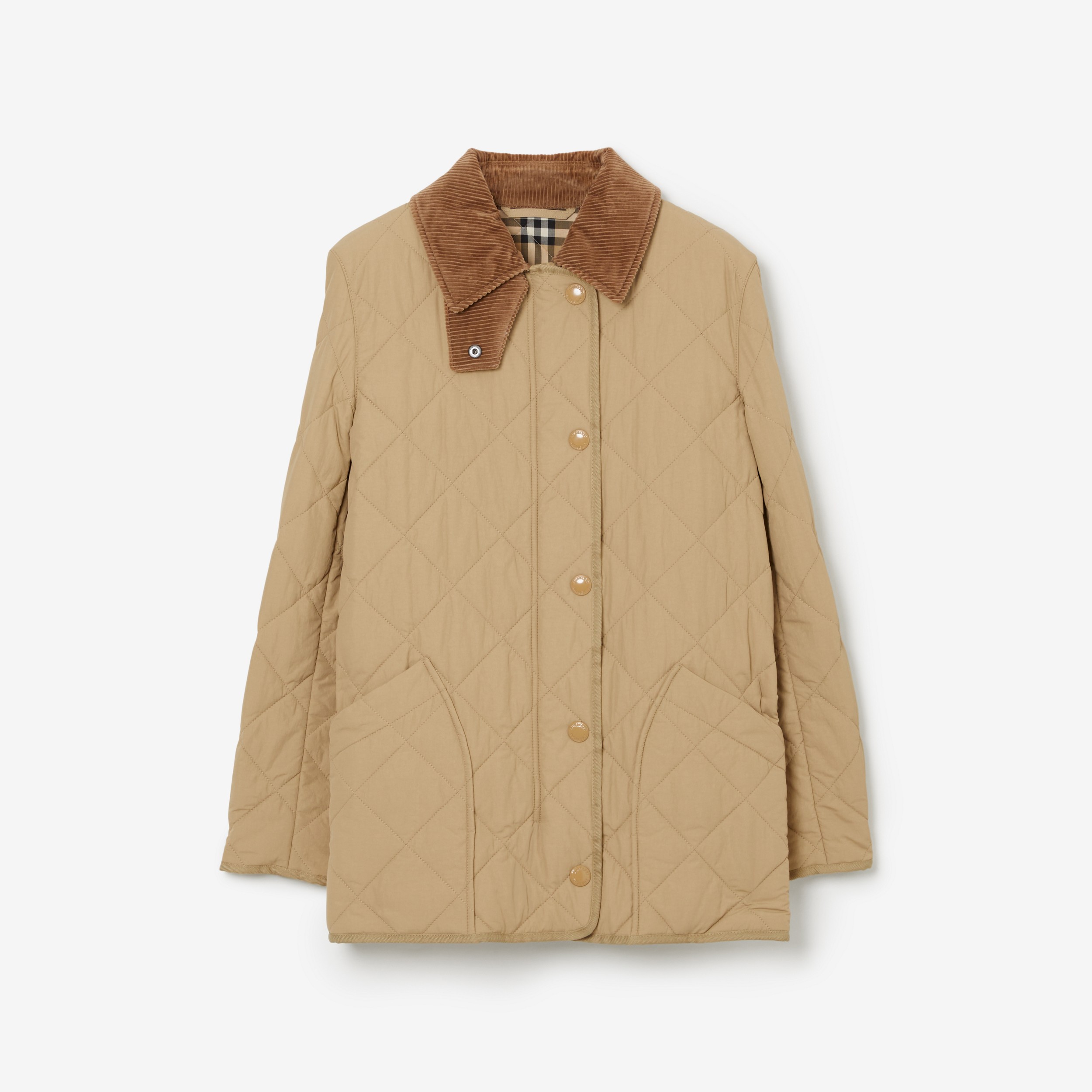 Diamond Quilted Thermoregulated Barn Jacket in Honey - Women | Burberry® Official - 1