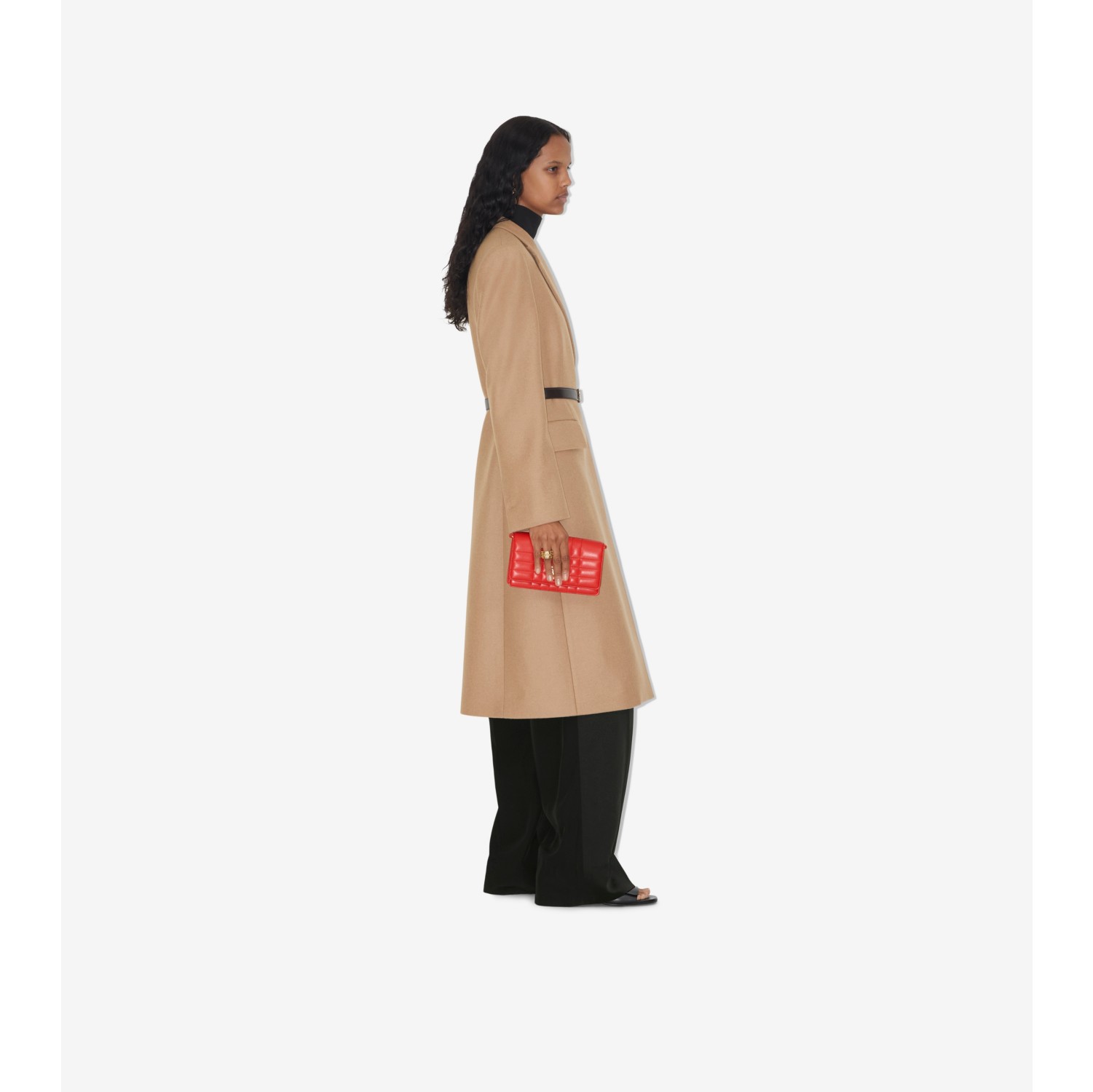 Wool Cashmere Tailored Coat in Camel Melange - Women