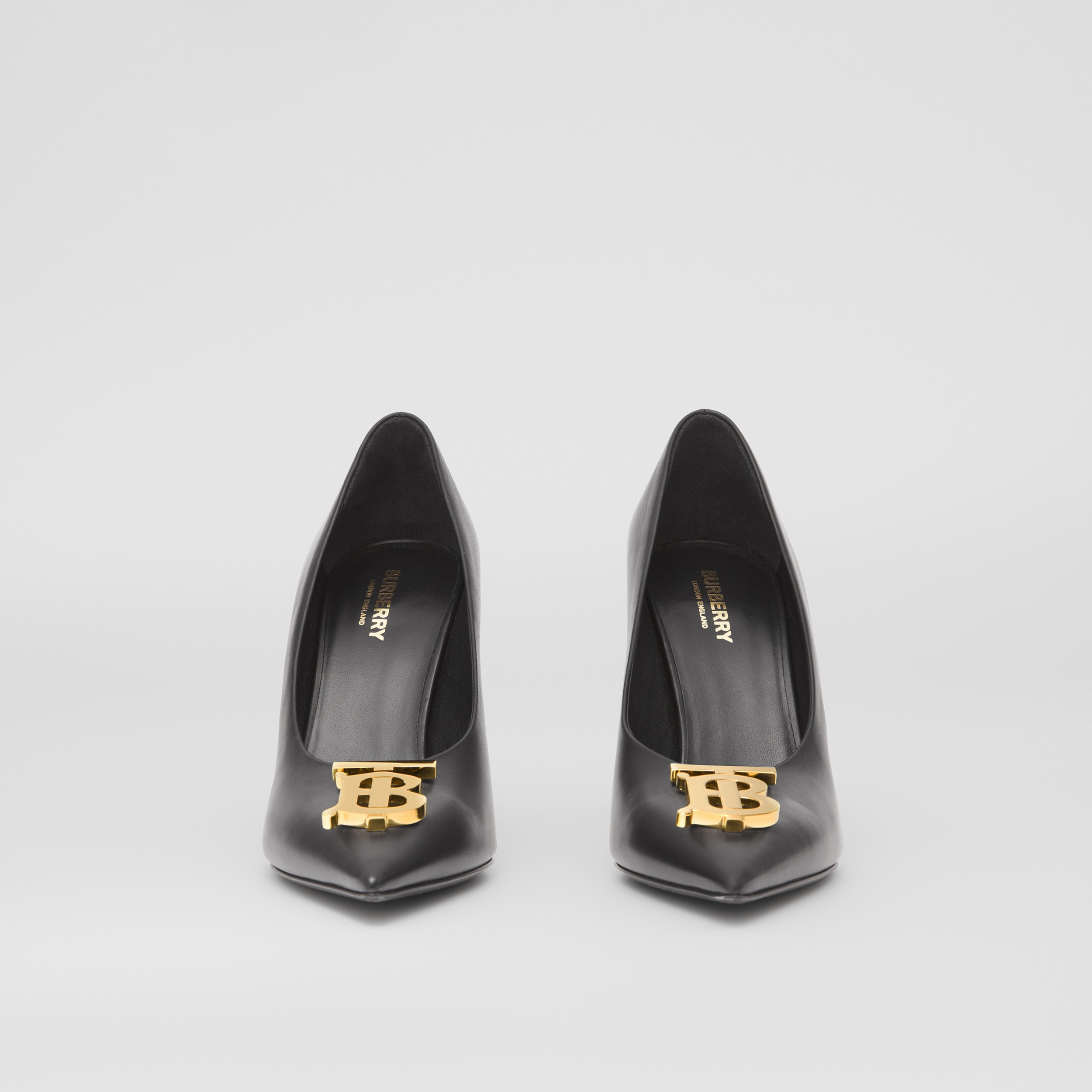 Monogram Motif Leather Point-toe Pumps in Black - Women | Burberry® Official - 4
