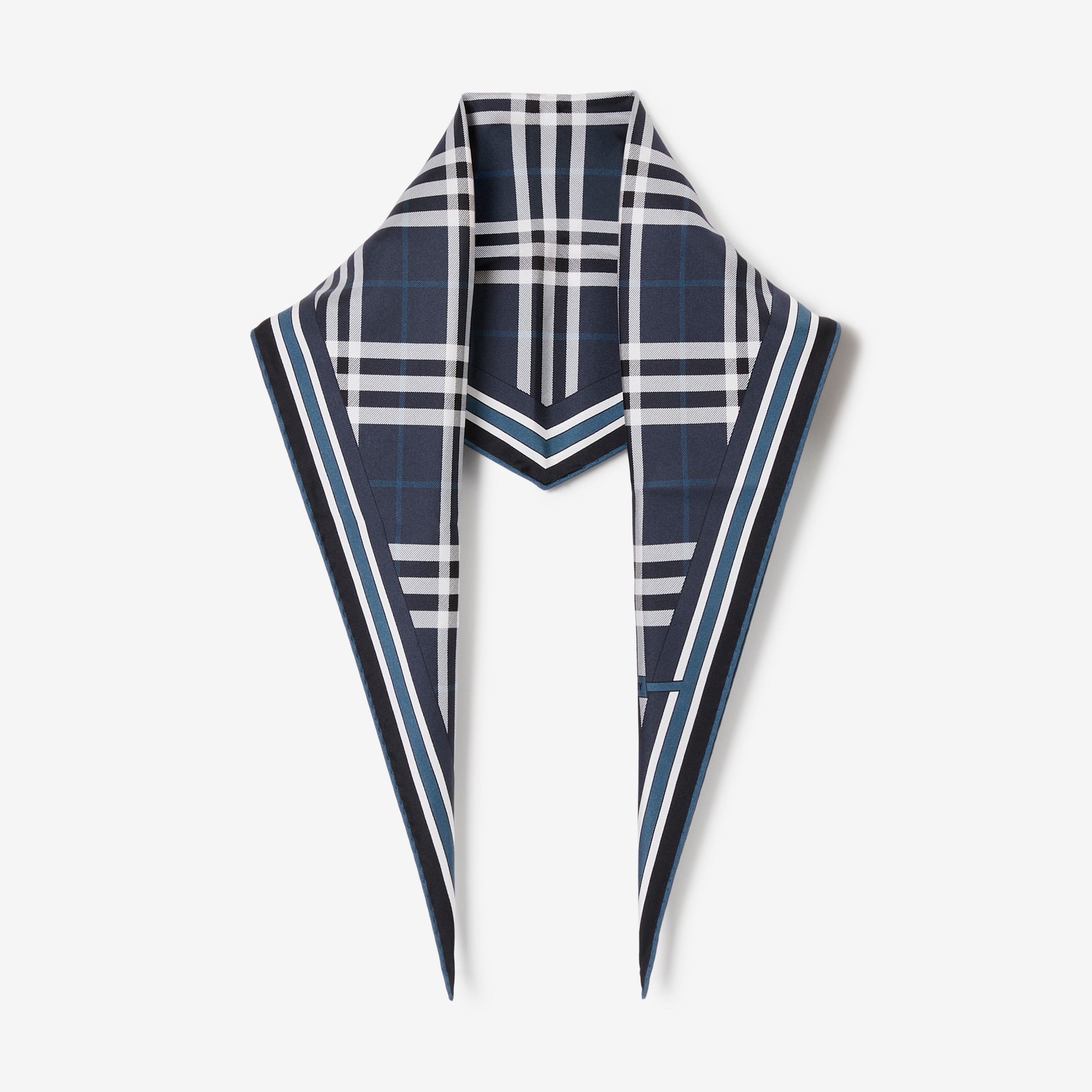 Montage Print Silk Diamond-shaped Scarf in Dark Charcoal Blue | Burberry® Official - 1