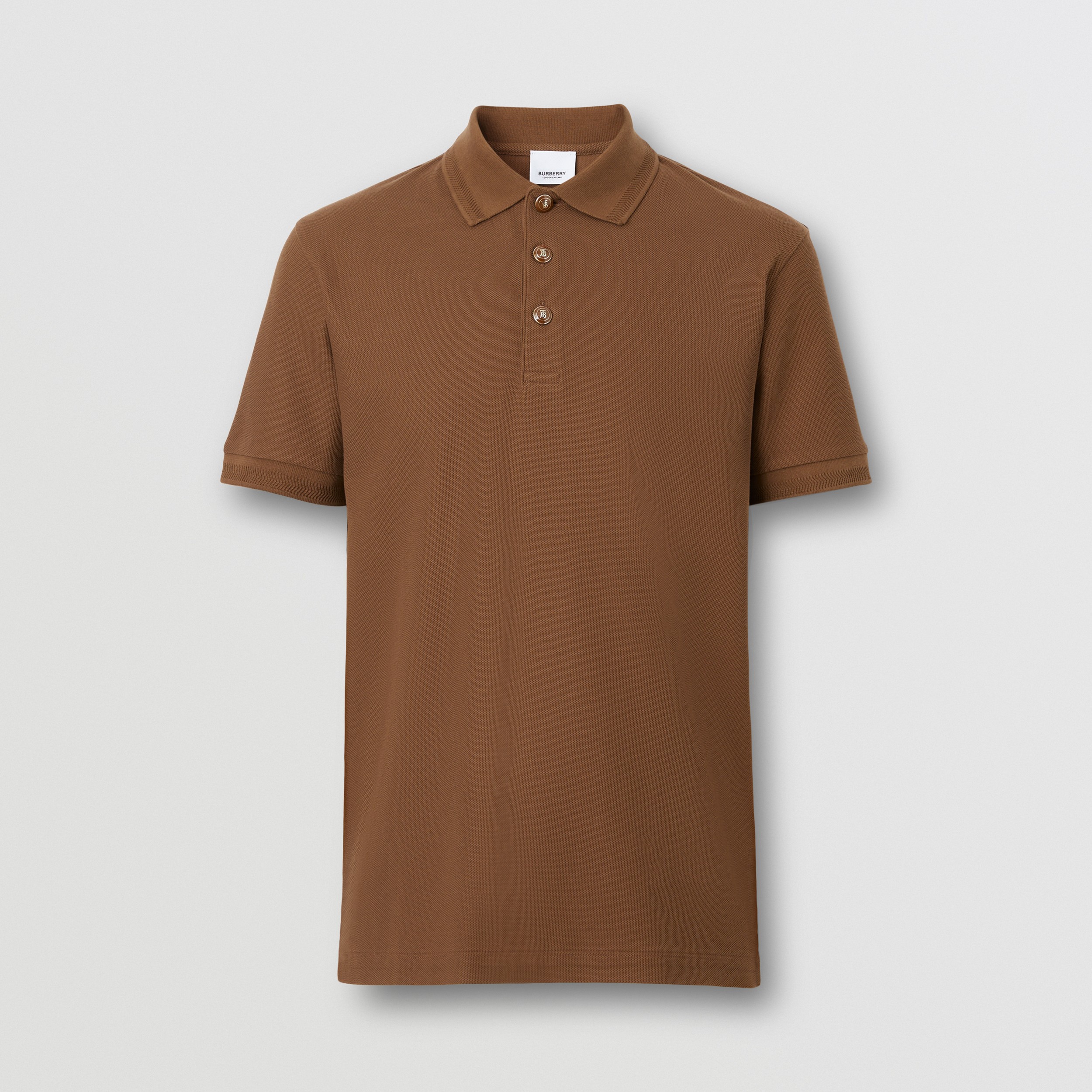 Cotton Piqué Polo Shirt in Dark Birch Brown - Men | Burberry® Official - 4