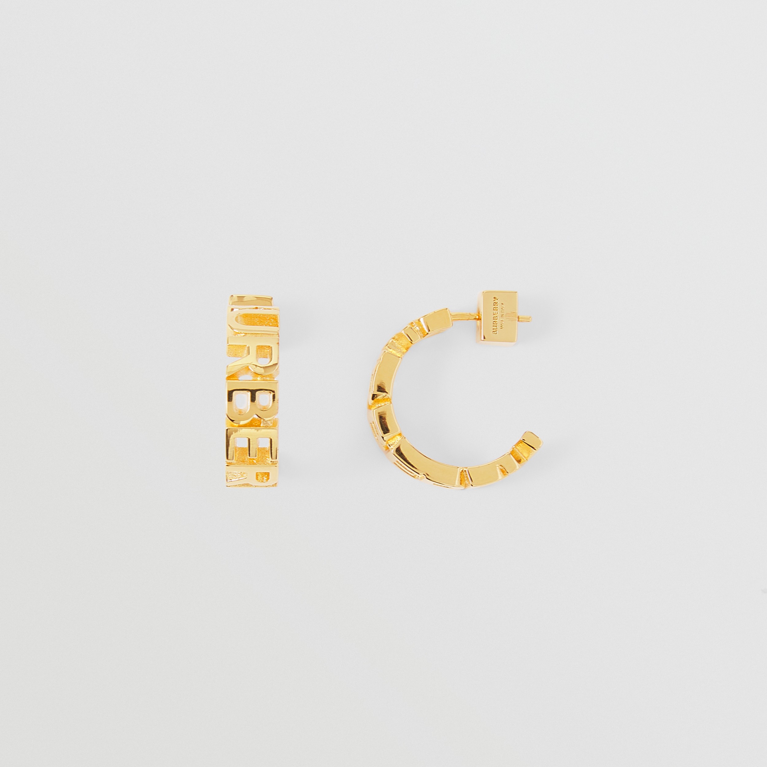 Gold-plated Logo Hoop Earrings in Light - Women | Burberry® Official - 4
