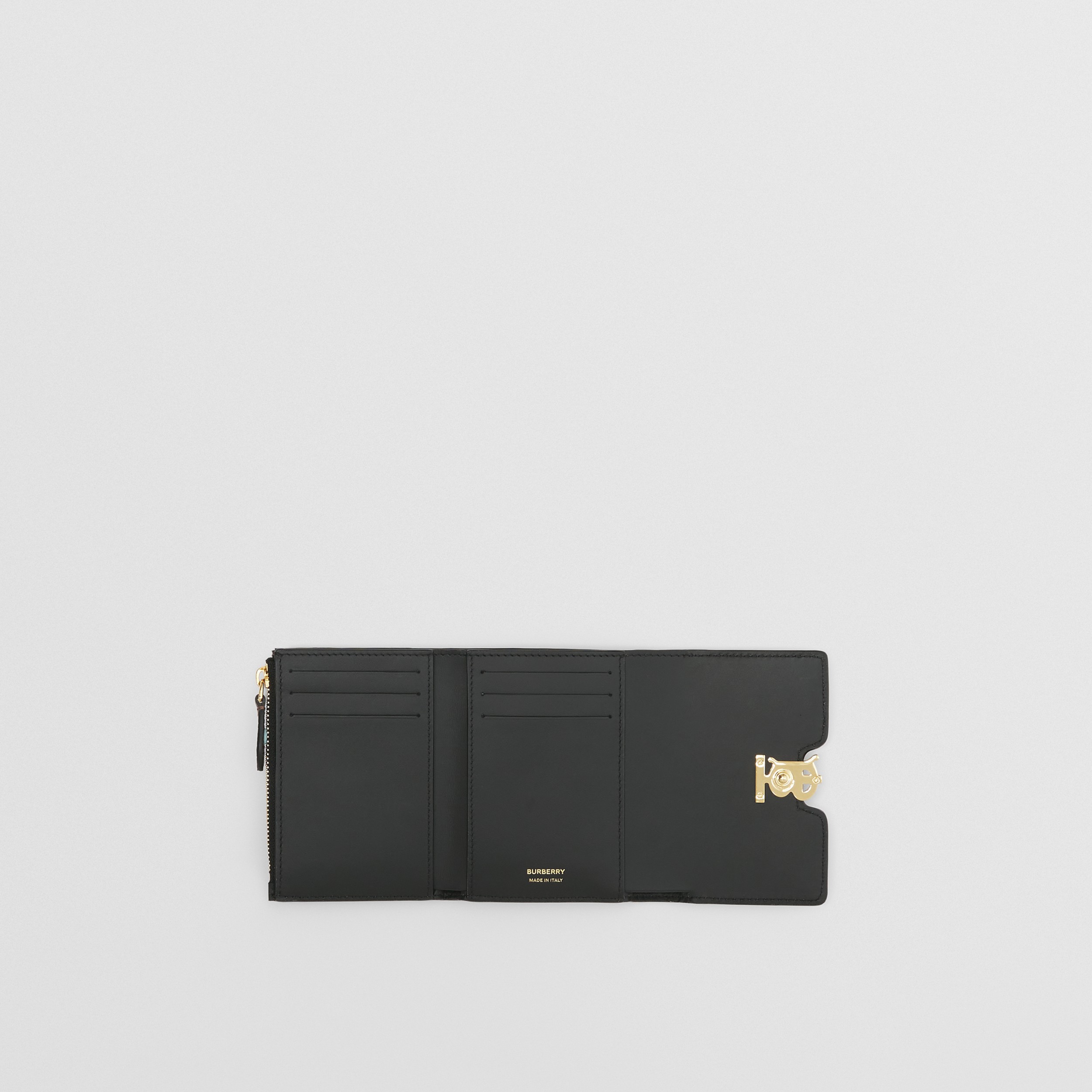 Monogram Motif Grainy Leather Folding Wallet in Black - Women | Burberry® Official - 3