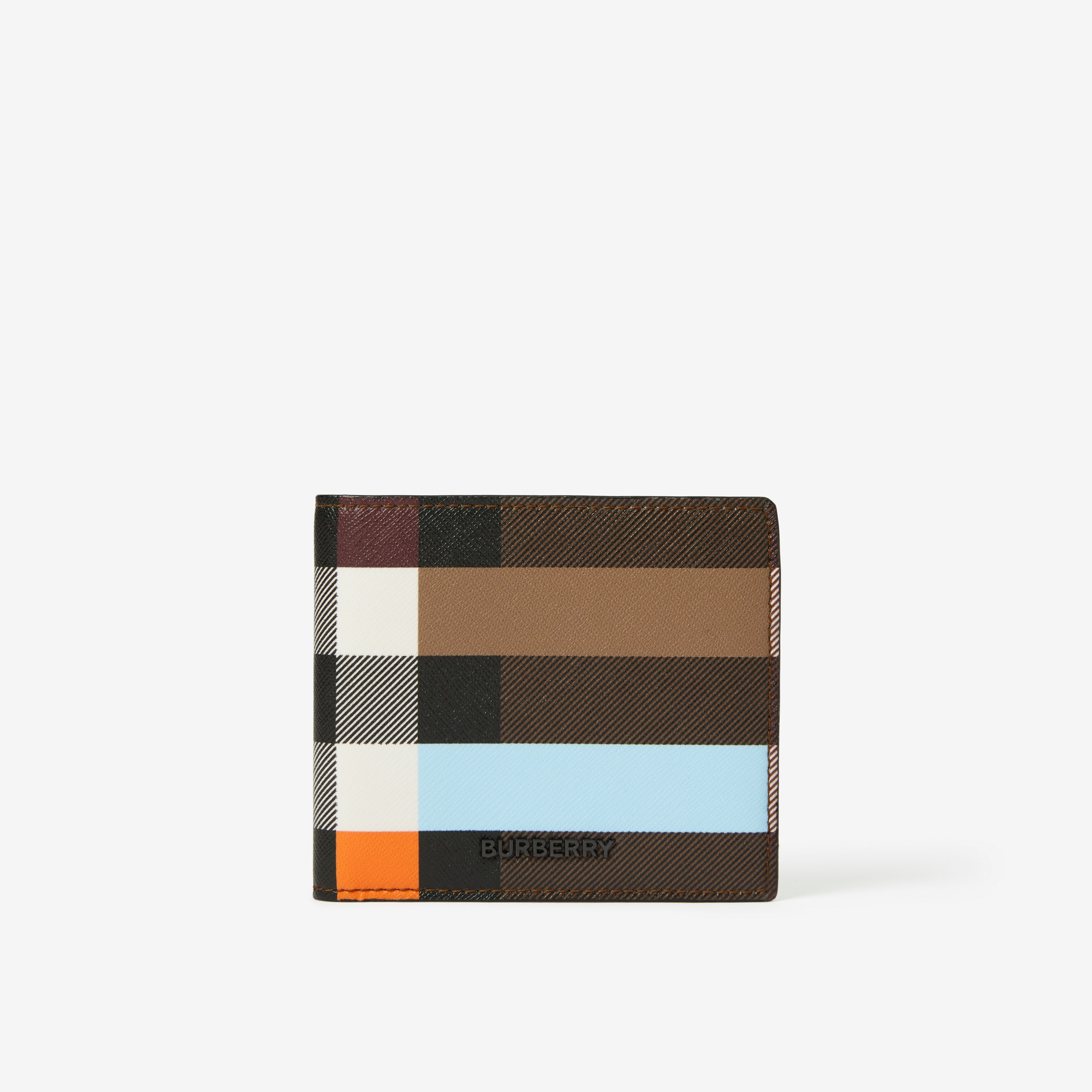 Colour Block Check Bifold Wallet in Dark Birch Brown - Men | Burberry® Official - 1