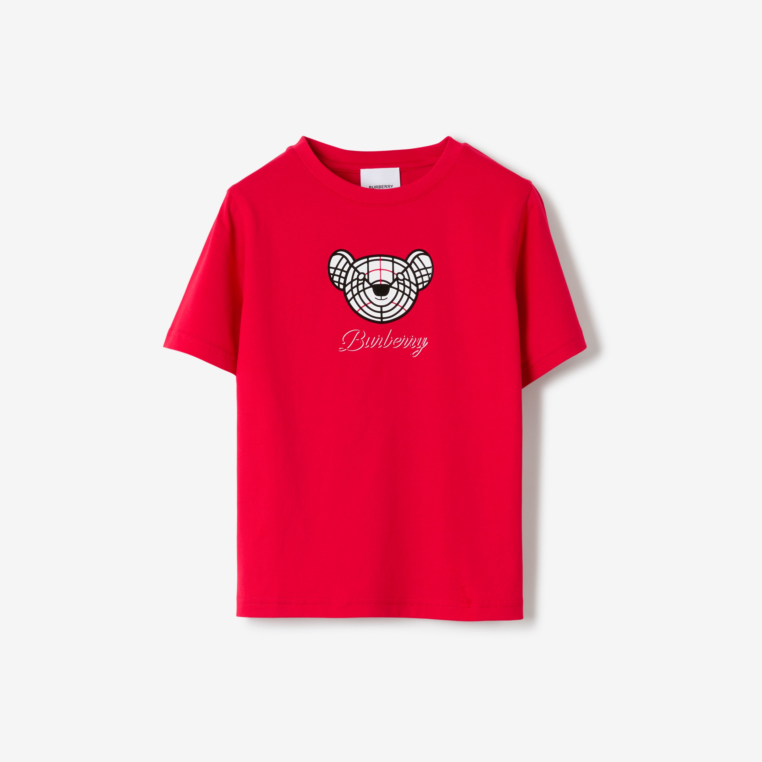 토마스 베어 모티프 코튼 티셔츠 (브라이트 레드) | Burberry® - 1