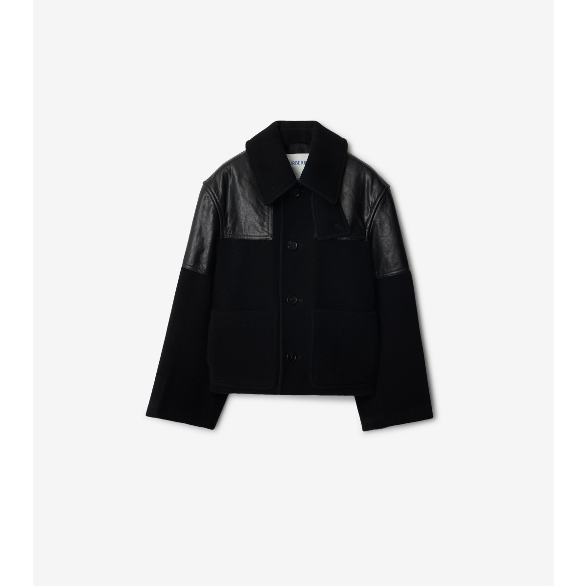 Shop Burberry Wool Jacket In Black