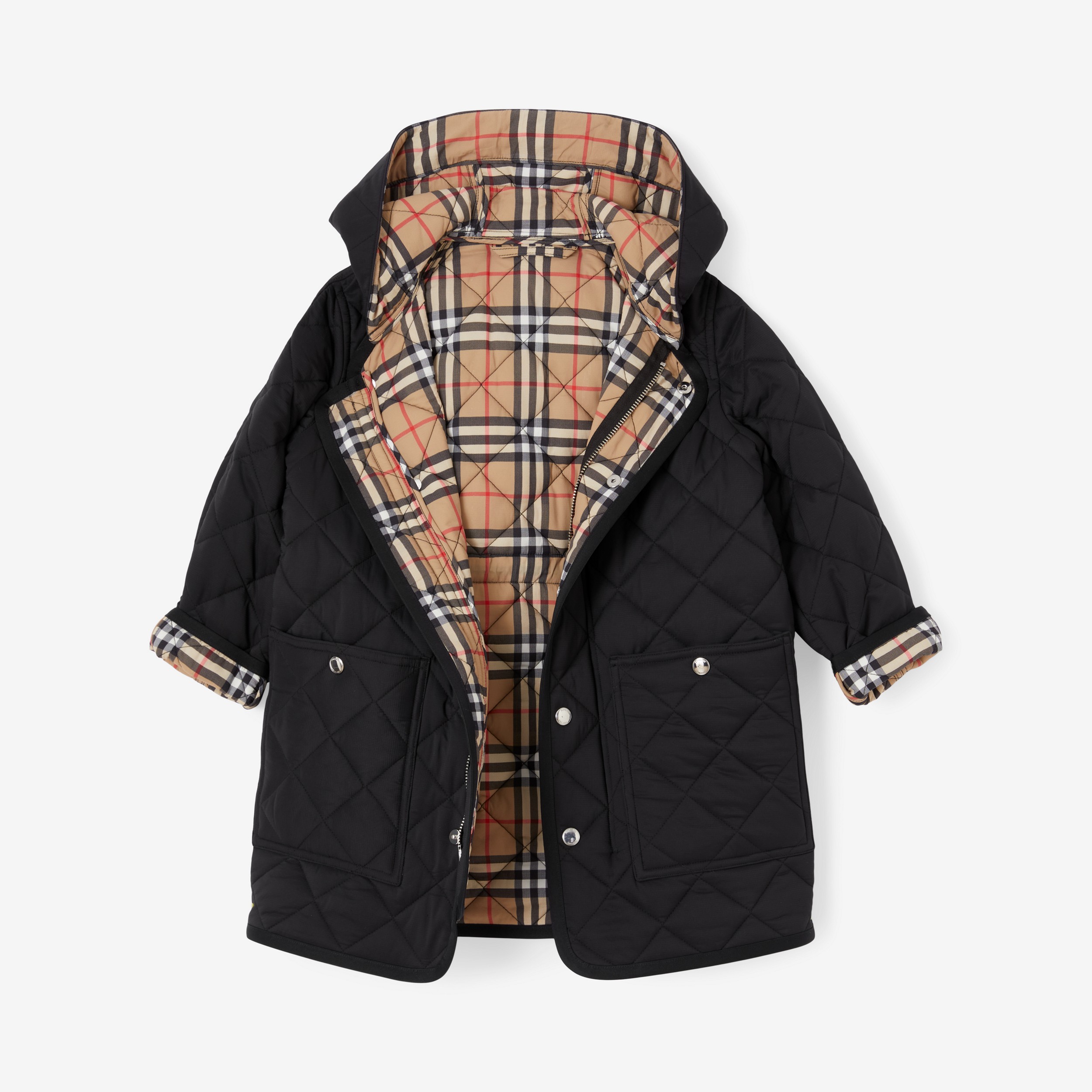 Manteau à capuche en nylon matelassé (Noir) | Site officiel Burberry® - 1