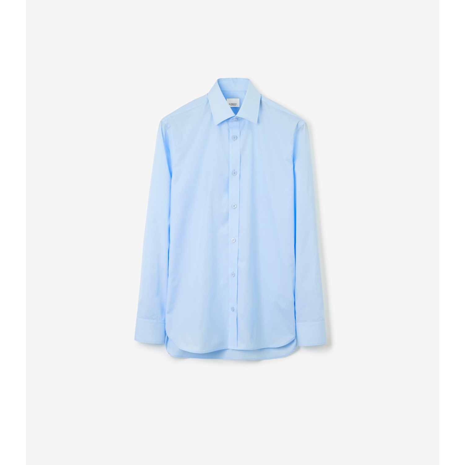 Cotton Poplin Slim Fit Shirt in Pale Blue - Men | Burberry® Official