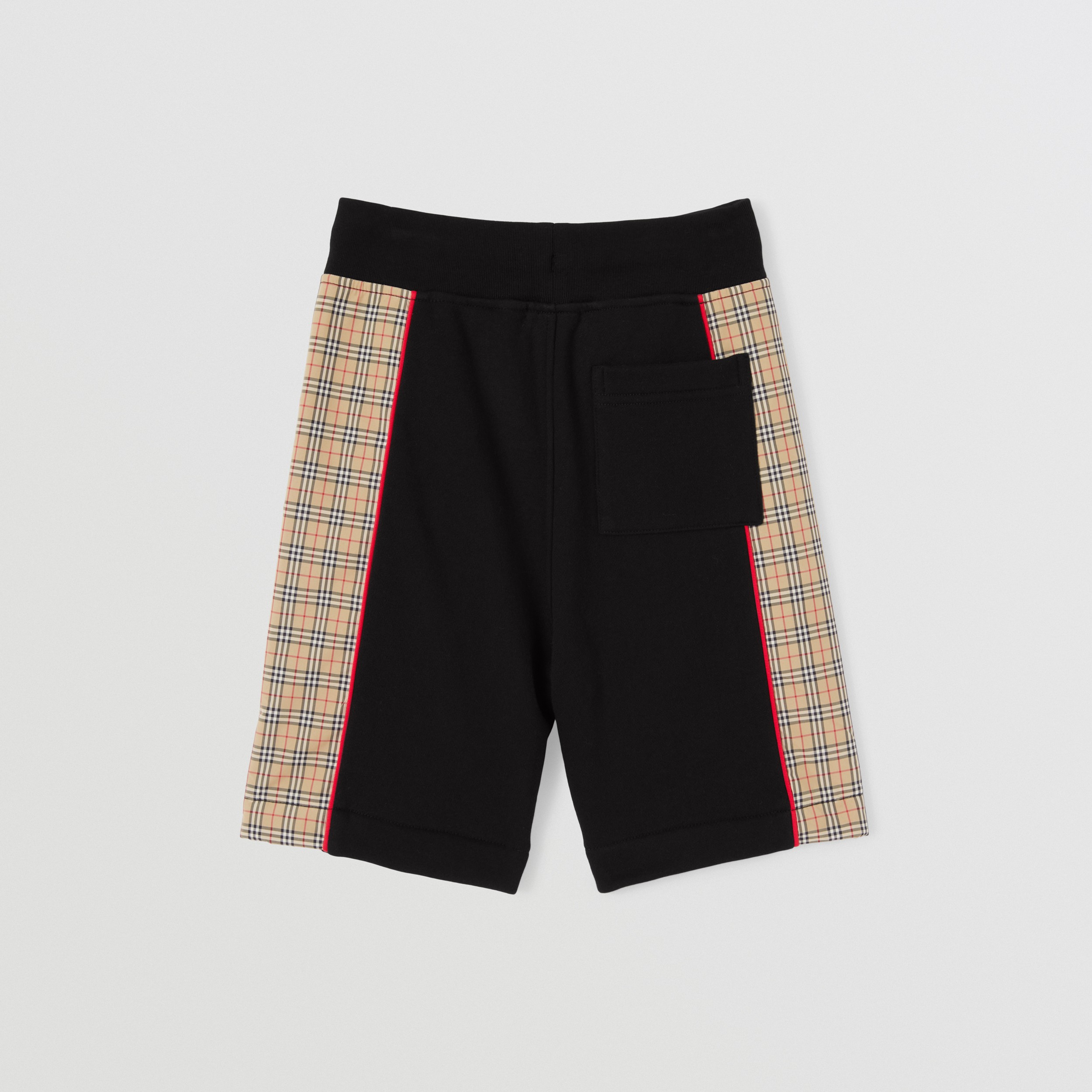 Check Panel Cotton Shorts in Black | Burberry® Official - 4