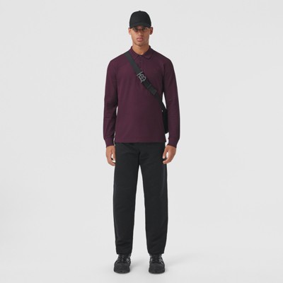 maroon long sleeve polo shirt