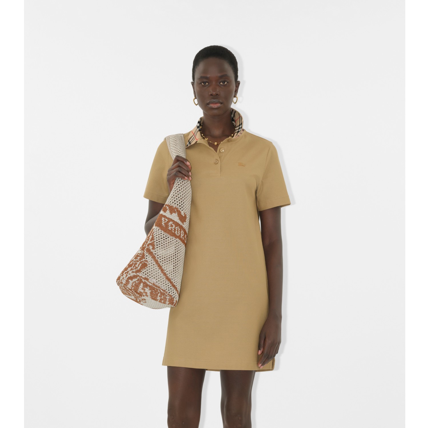 Robe polo à col Check en coton