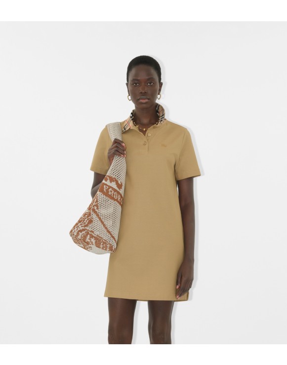 Robe polo à col Check en coton