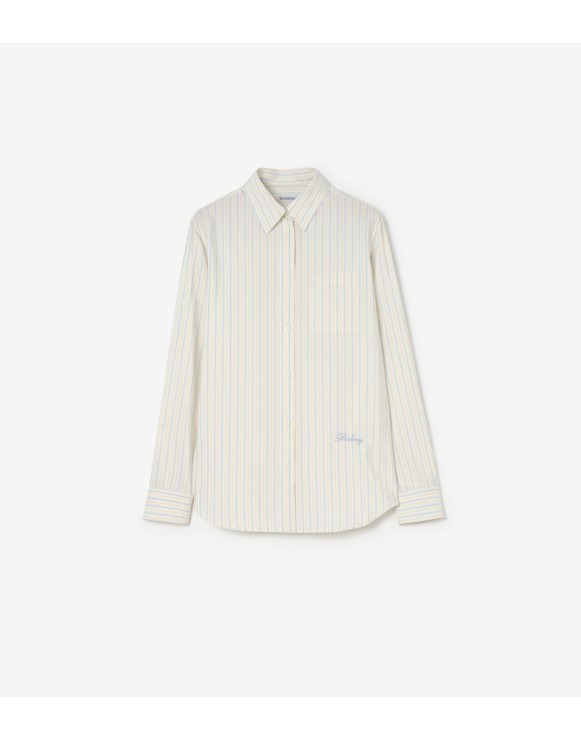 Classic Fit Striped Silk Cotton Shirt