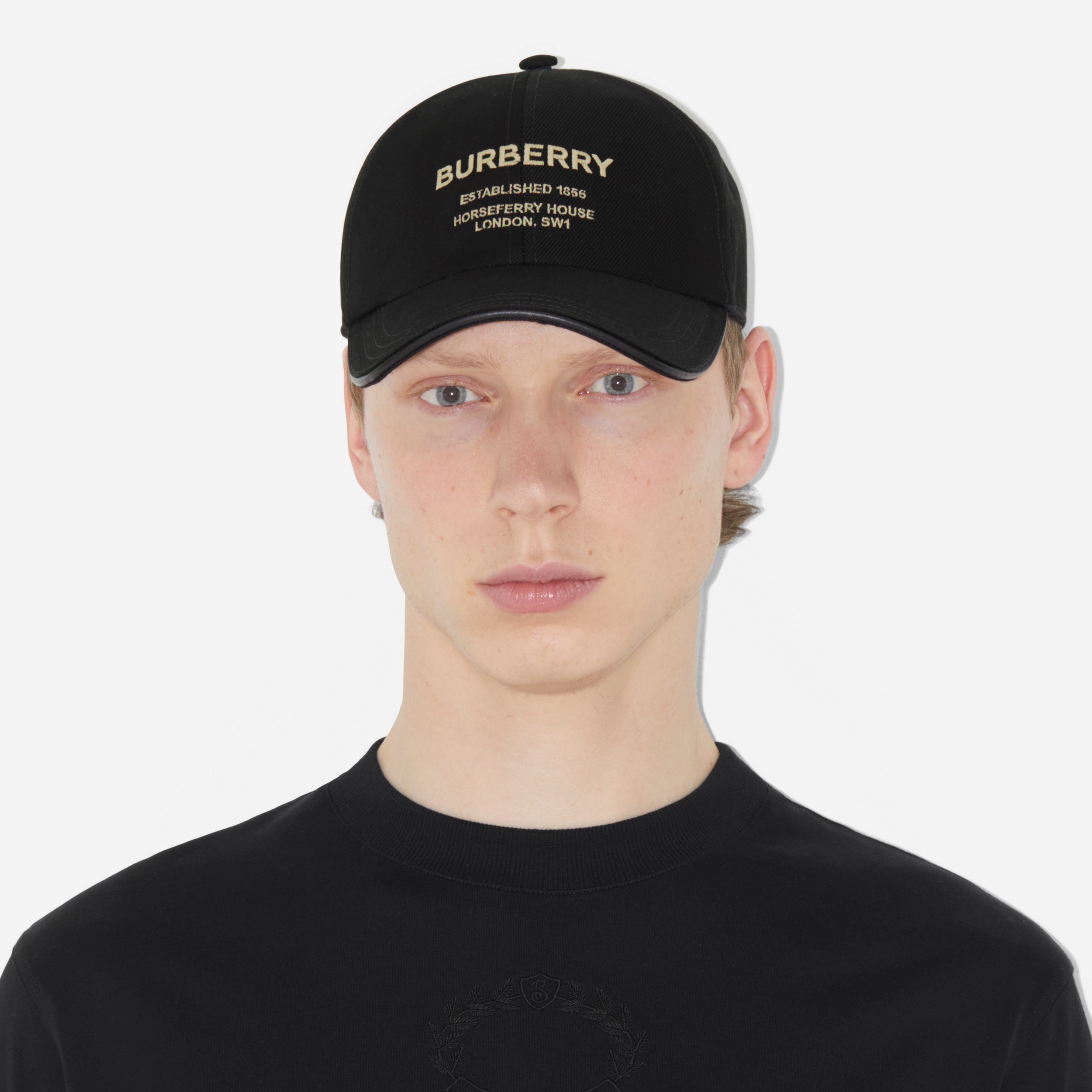 Horseferry Motif Cotton Twill Baseball Cap in Black/beige | Burberry® Official - 4