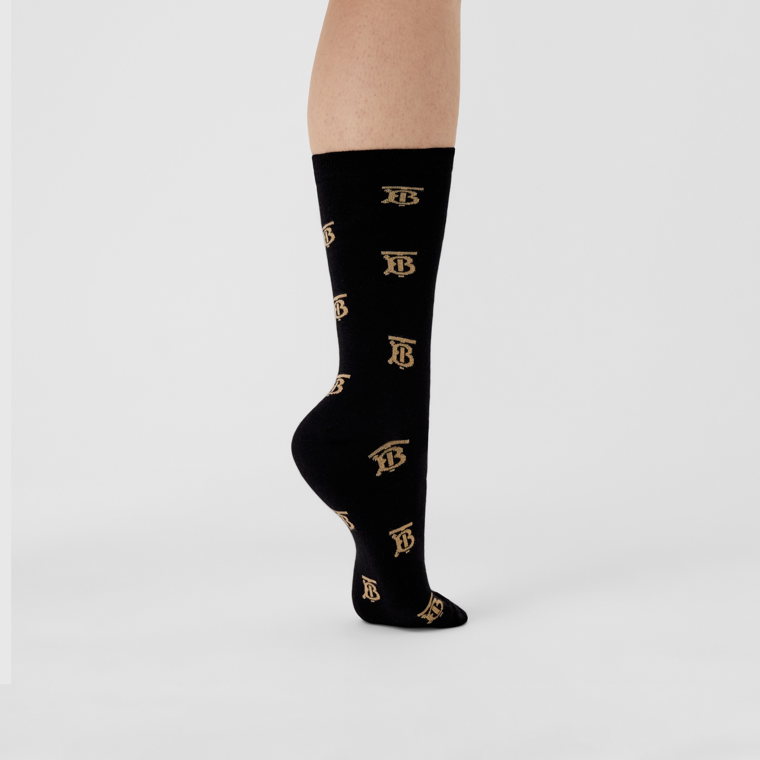 Monogram Motif Cotton Cashmere Blend Socks in Black | Burberry® Official - 3