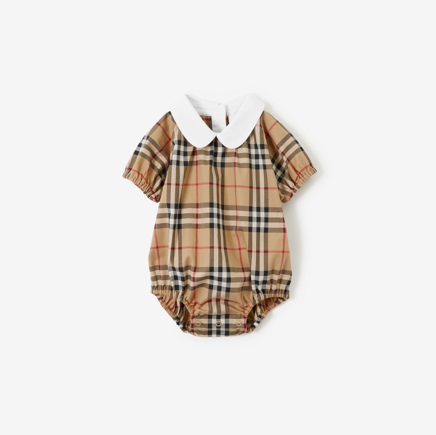 Check Stretch Cotton Bodysuit in Archive beige - Children | Burberry® Official