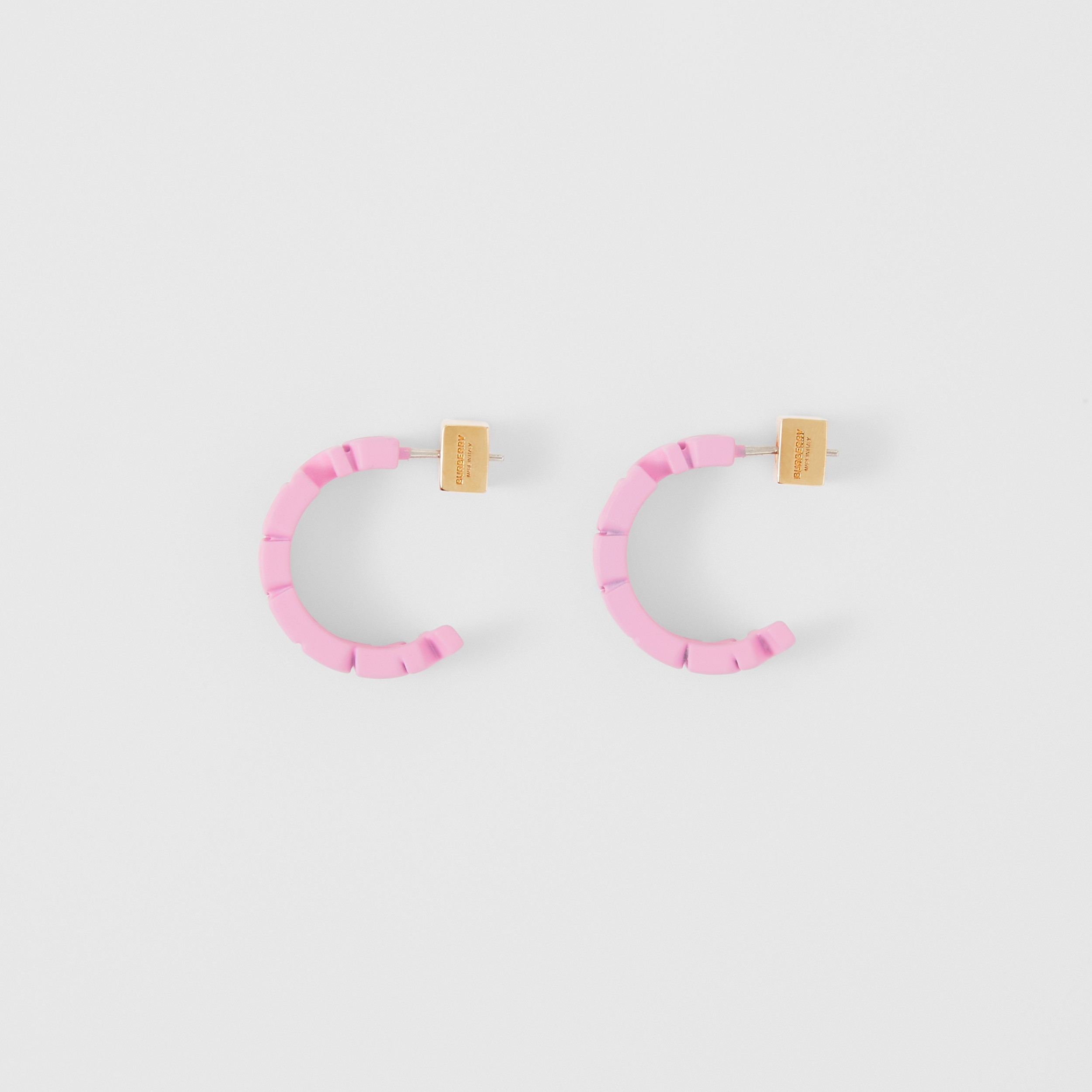 Varnished Logo Hoop Earrings in Primrose Pink - Women | Burberry® Official - 1