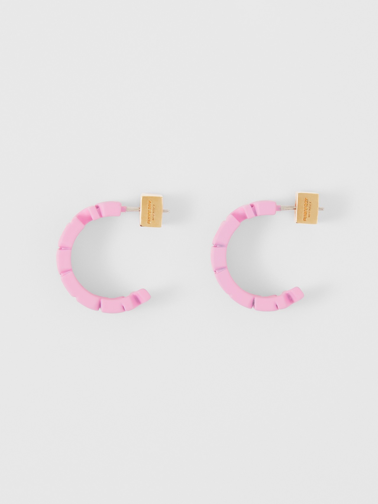 Varnished Logo Hoop Earrings in Primrose Pink